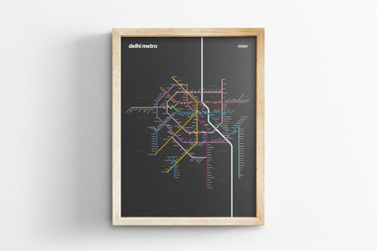 Delhi Metro / Dark Mode System Map / English