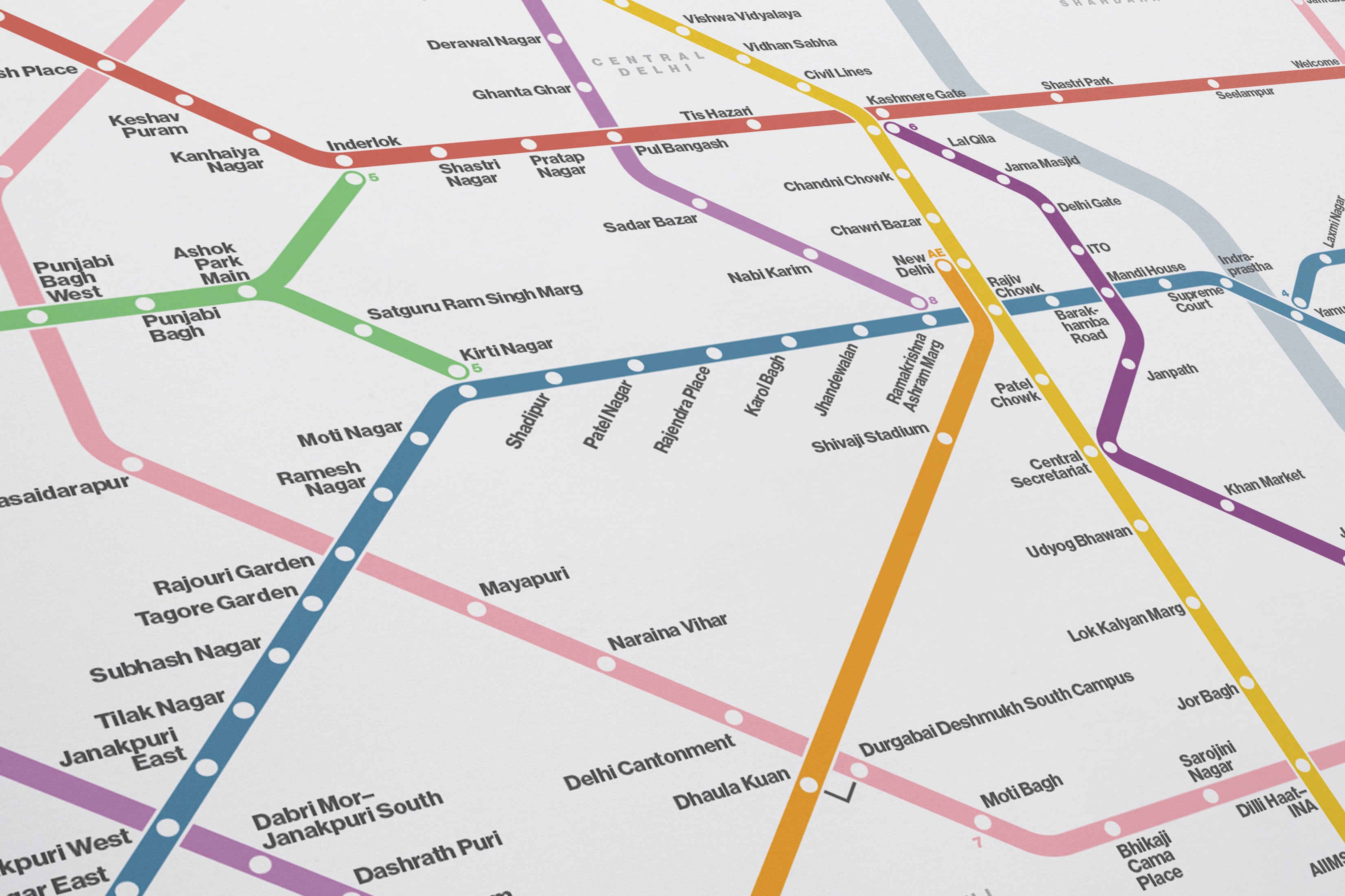 Delhi Metro / Light Mode System Map / English