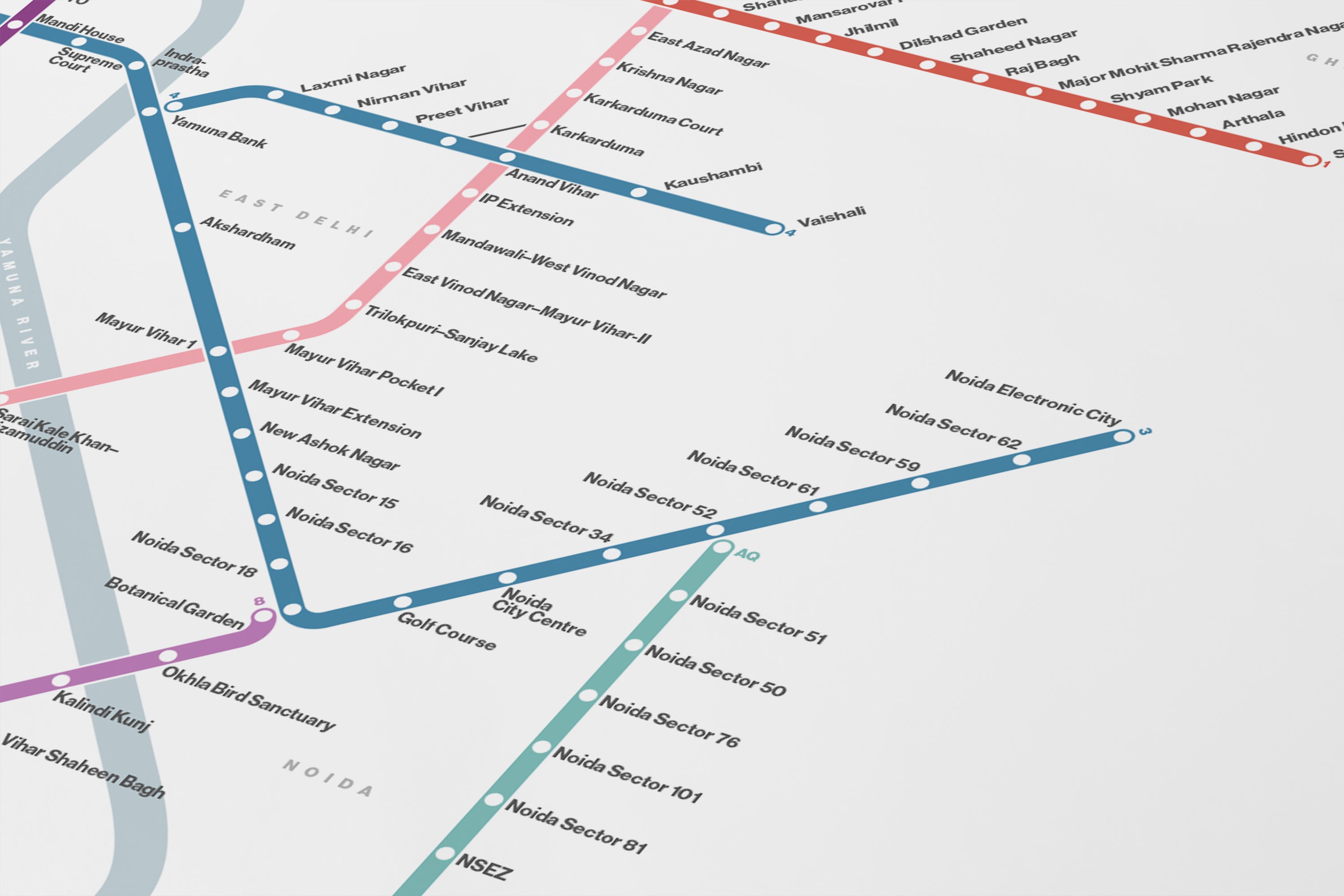 Delhi Metro / Light Mode System Map / English