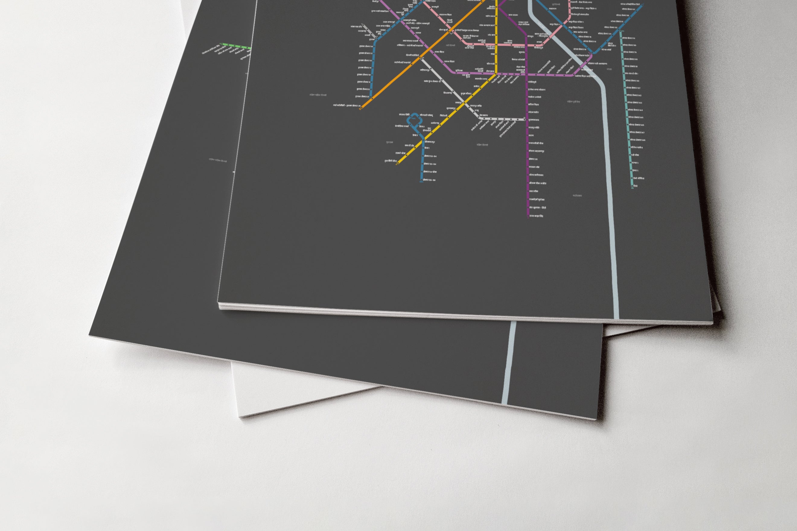 Delhi Metro / Dark Mode System Map / Hindi