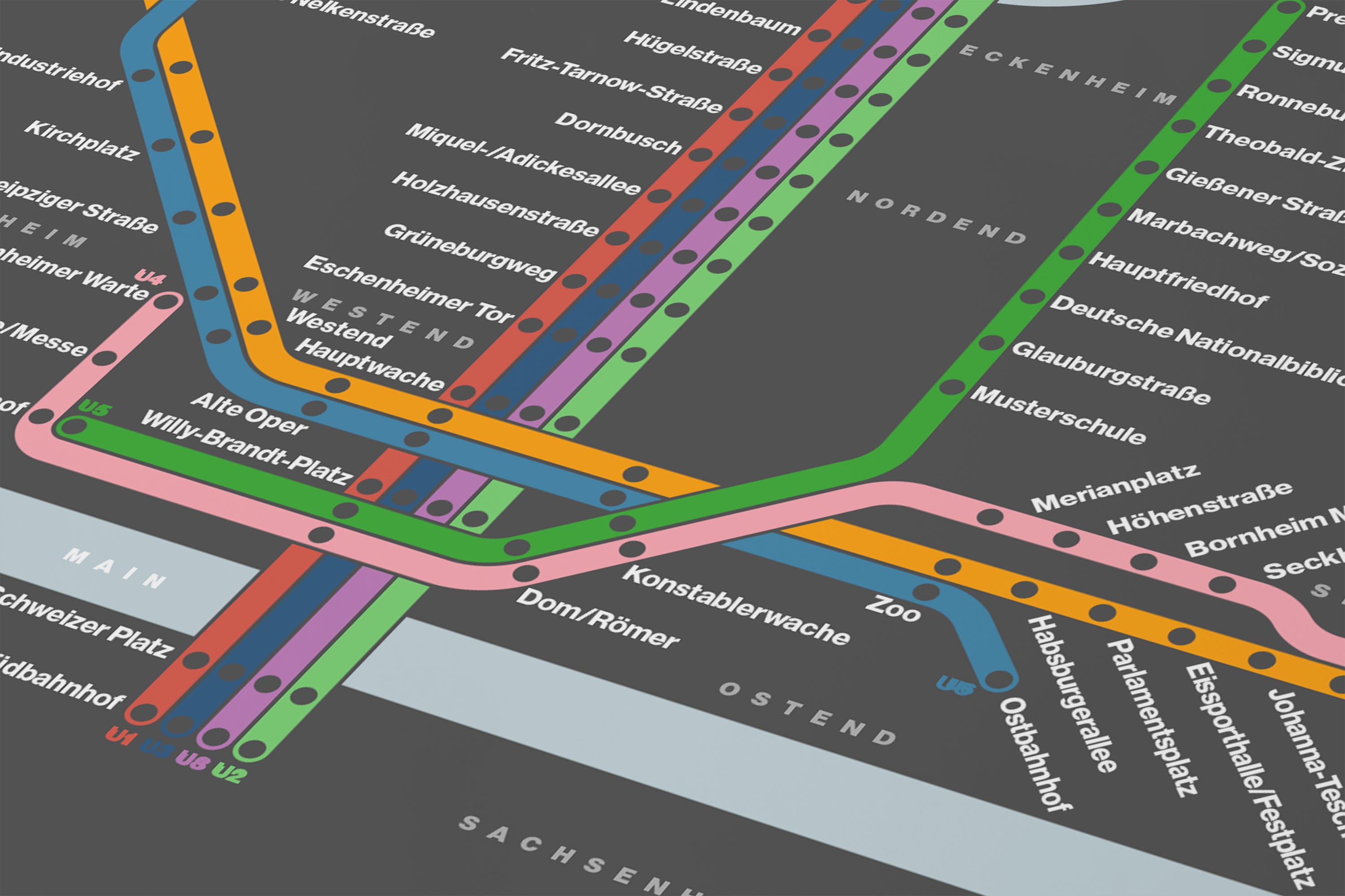 Frankfurt U-bahn / Dark Mode System Map