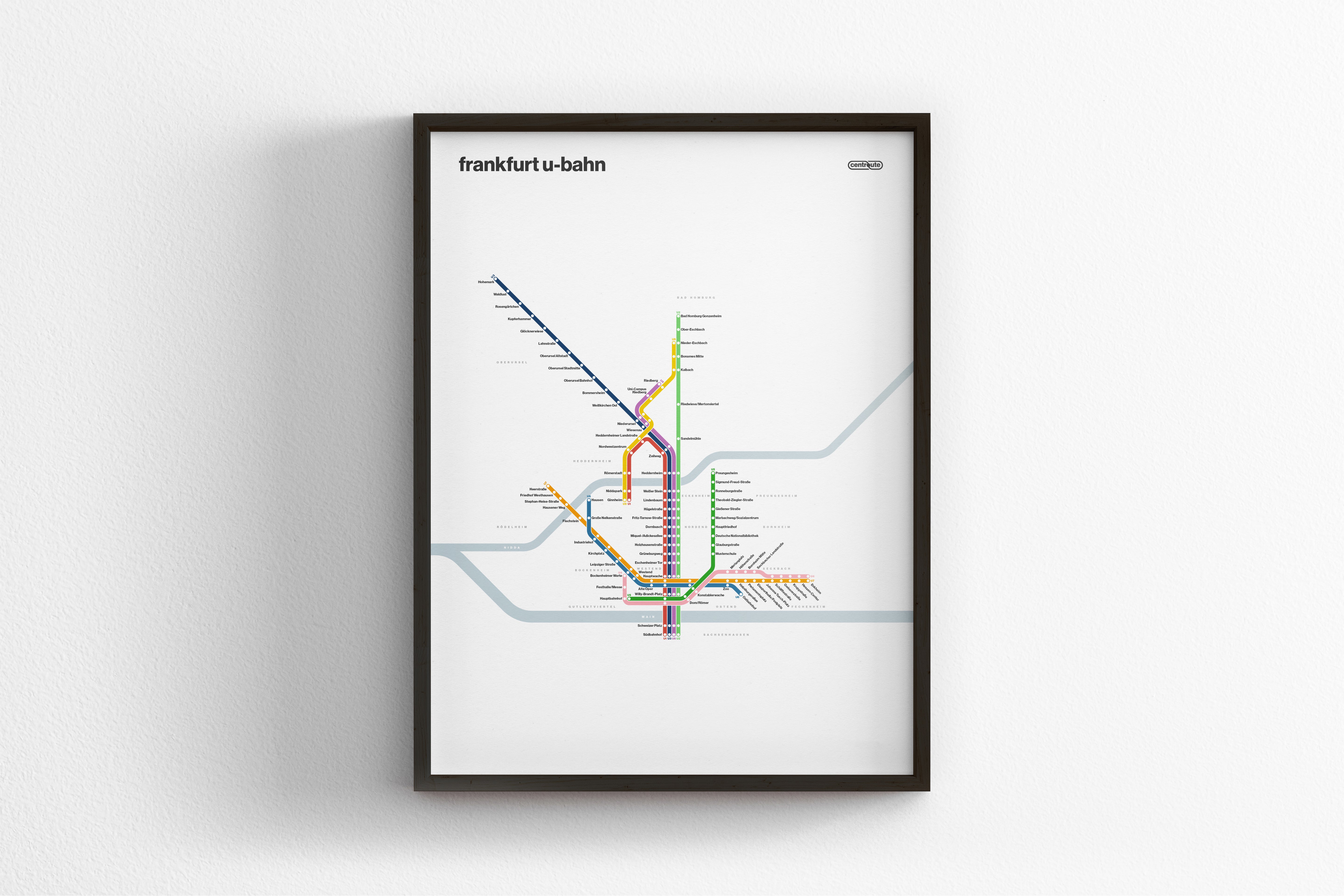 Frankfurt U-bahn / Light Mode System Map