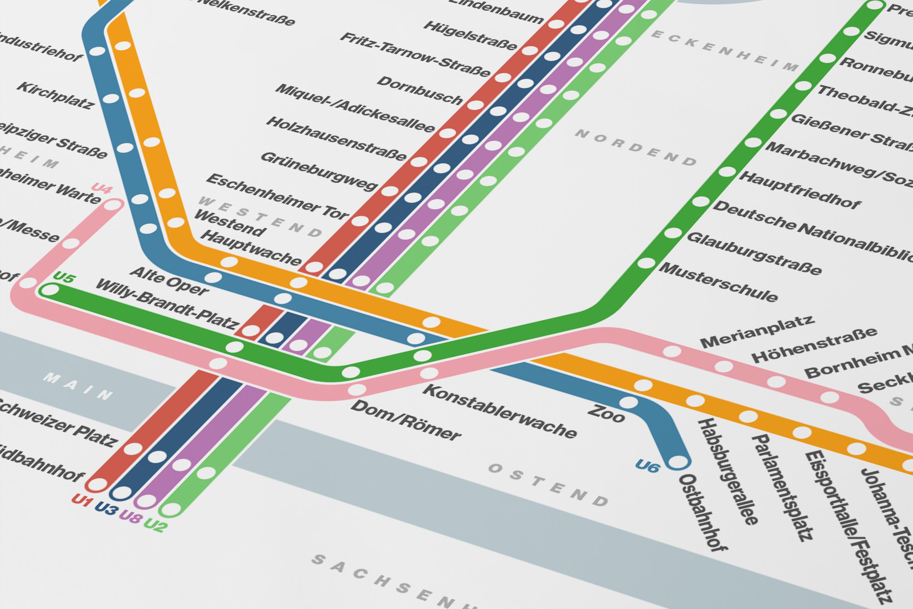 Frankfurt U-bahn / Light Mode System Map