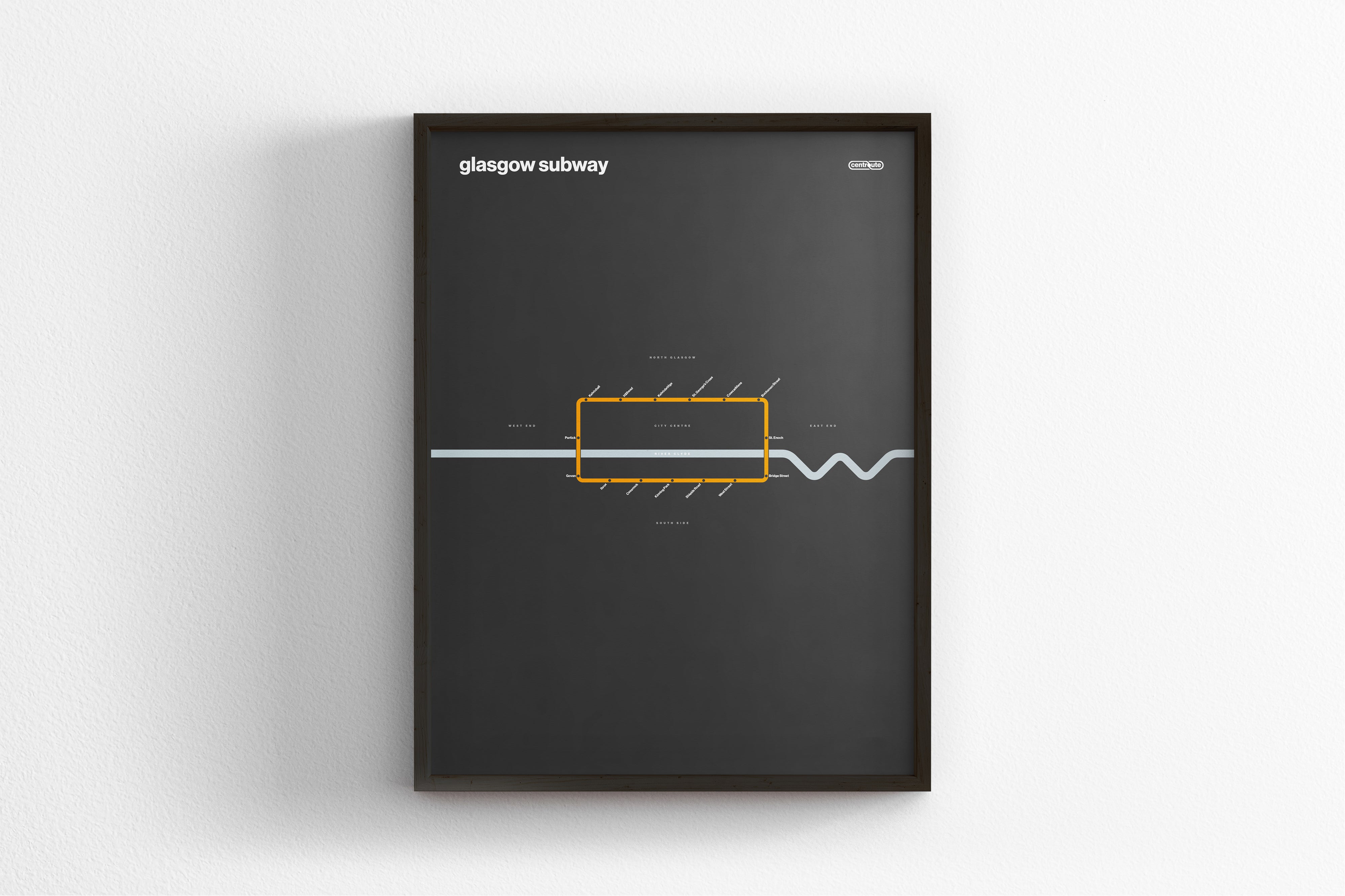 Glasgow Subway / Dark Mode System Map