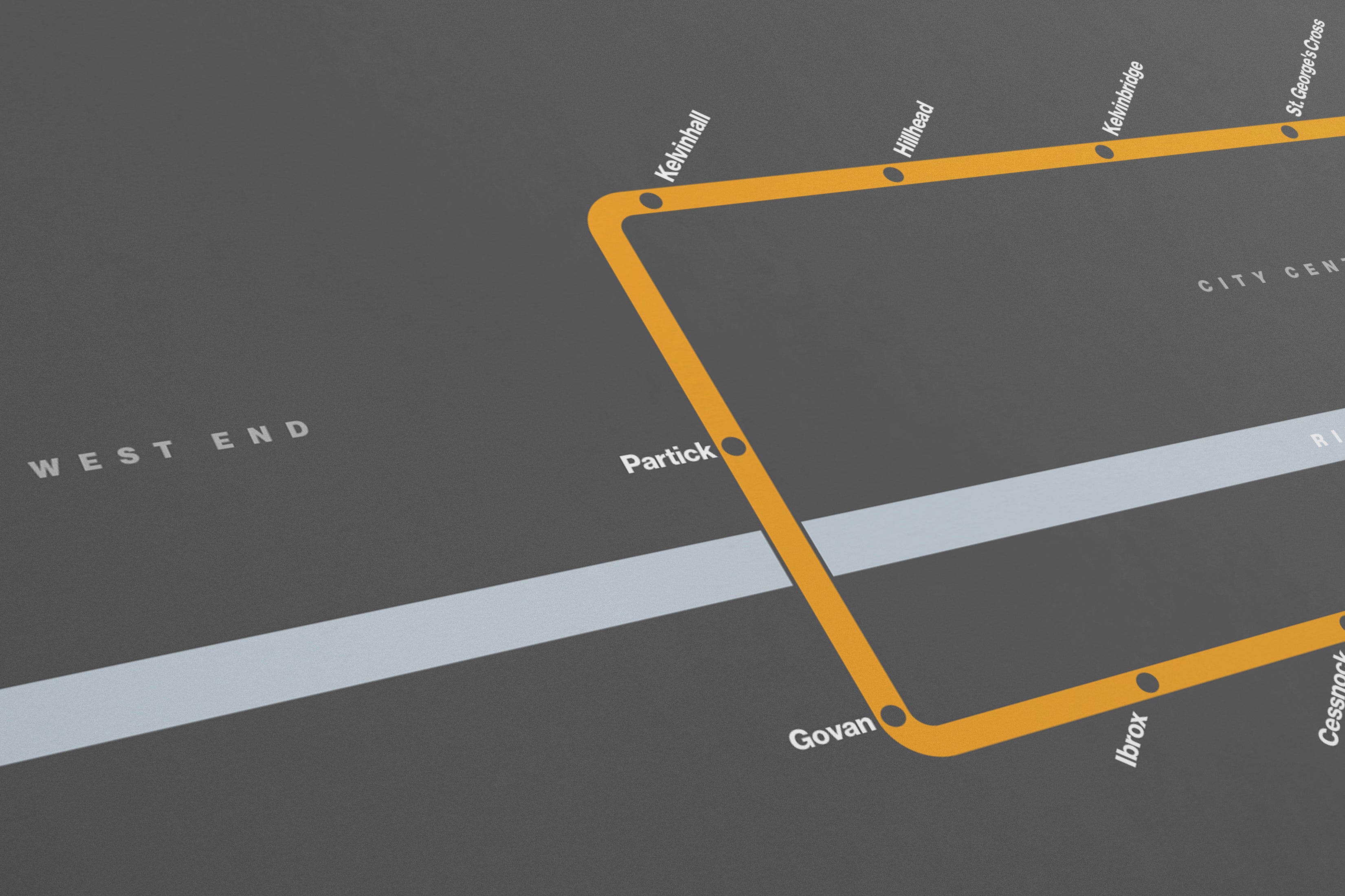 Glasgow Subway / Dark Mode System Map