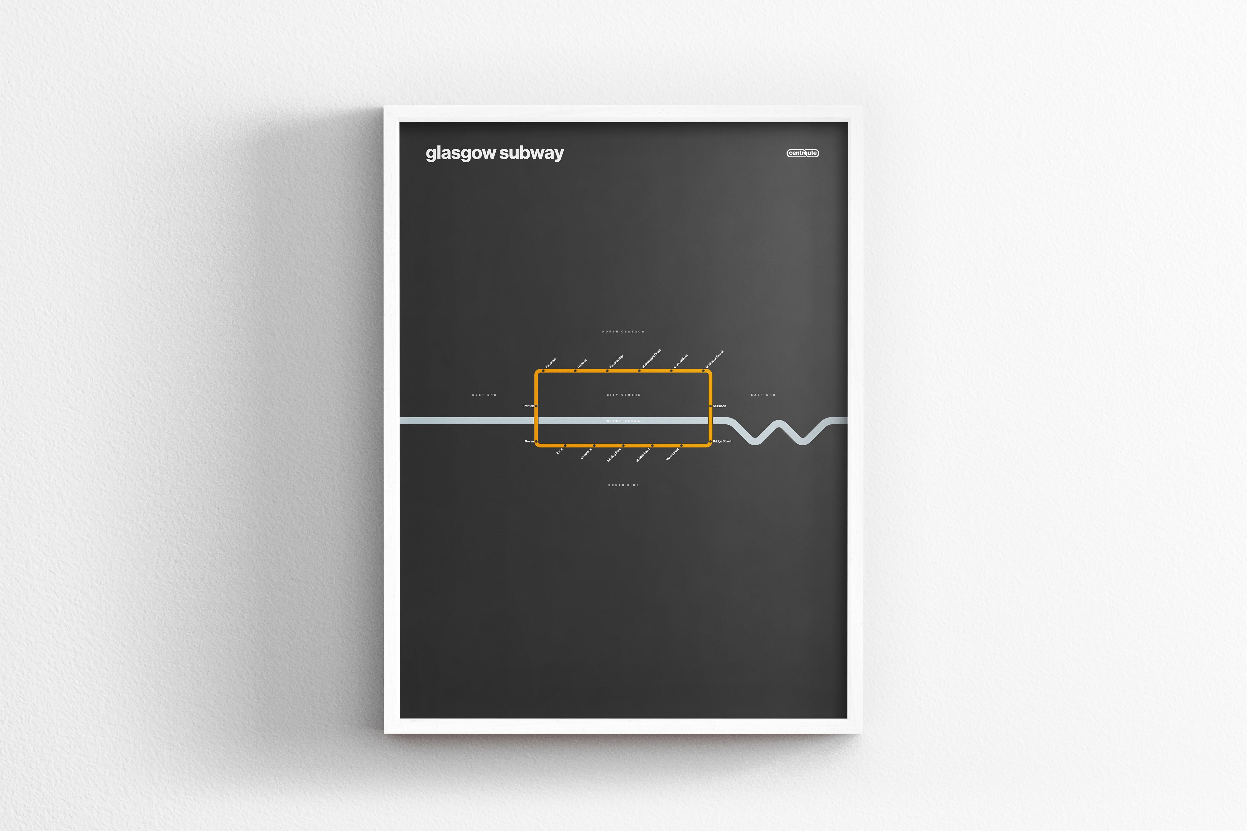Glasgow Subway / Dark Mode System Map