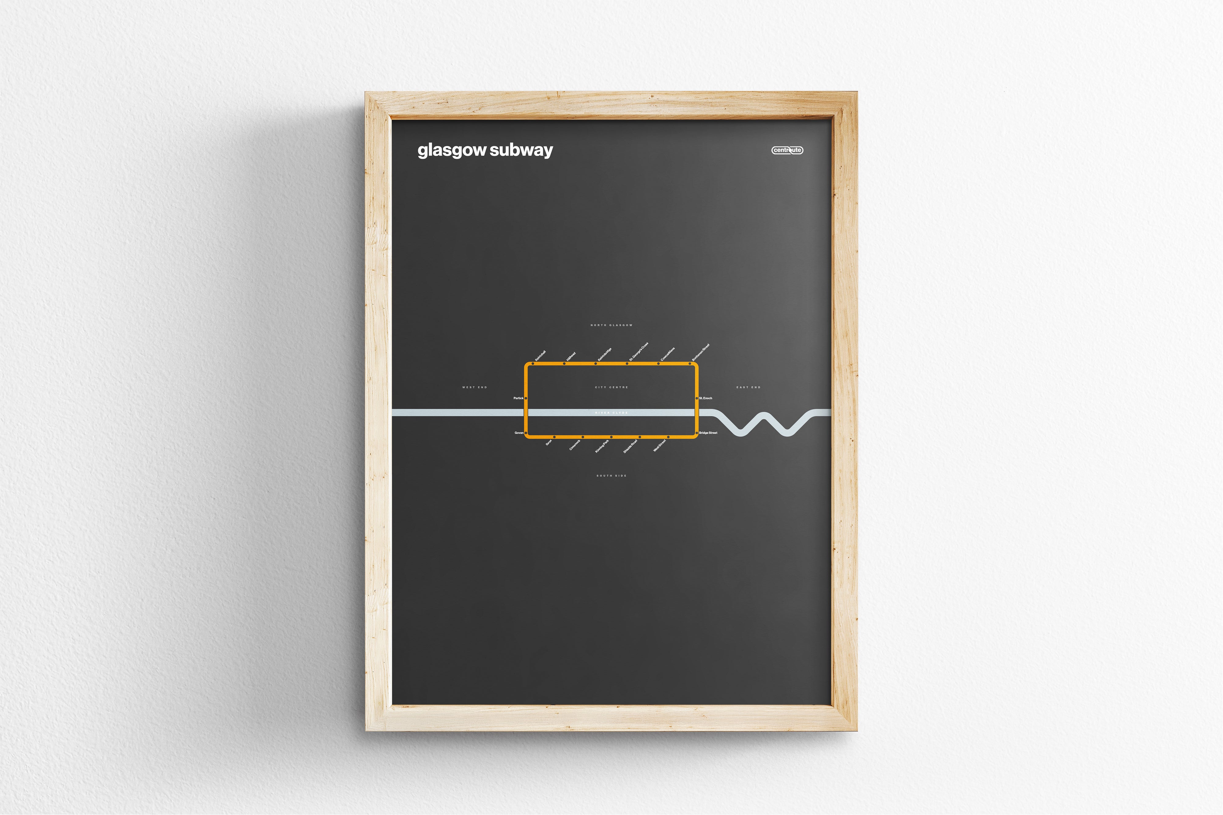 Glasgow Subway / Dark Mode System Map
