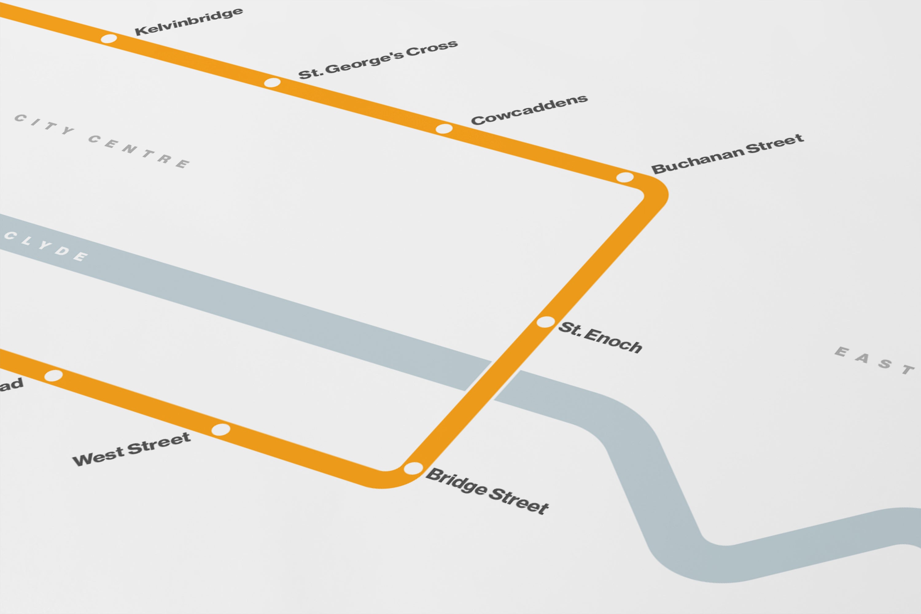 Glasgow Subway / Light Mode System Map