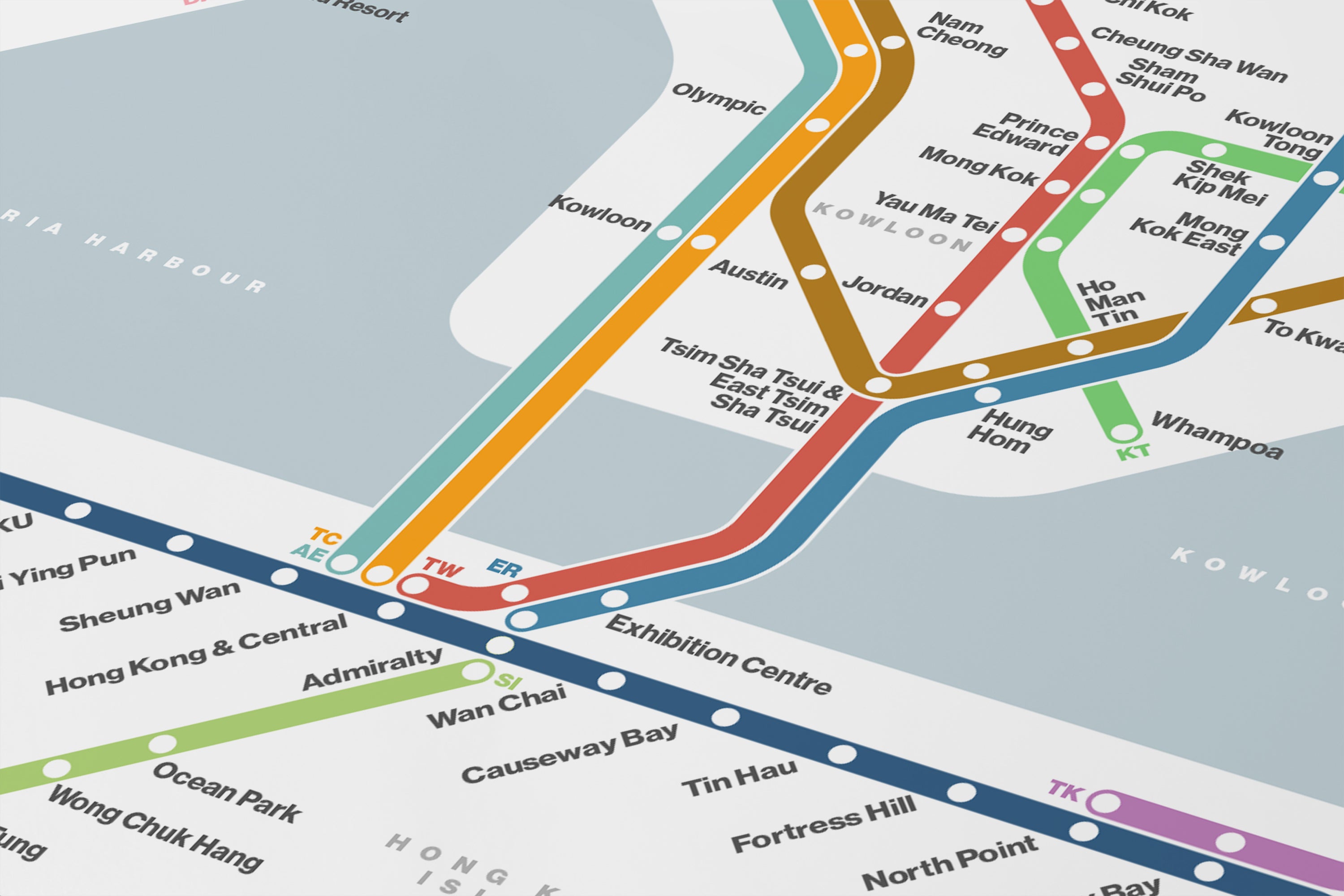 Hong Kong MTR 港鐵 港铁 / Light Mode System Map