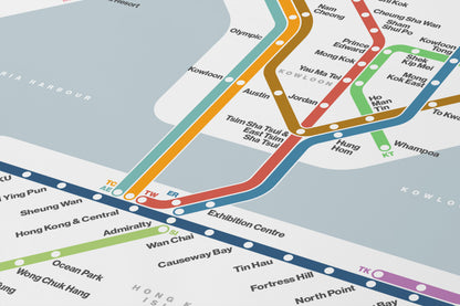 Hong Kong MTR 港鐵 港铁 / Light Mode System Map