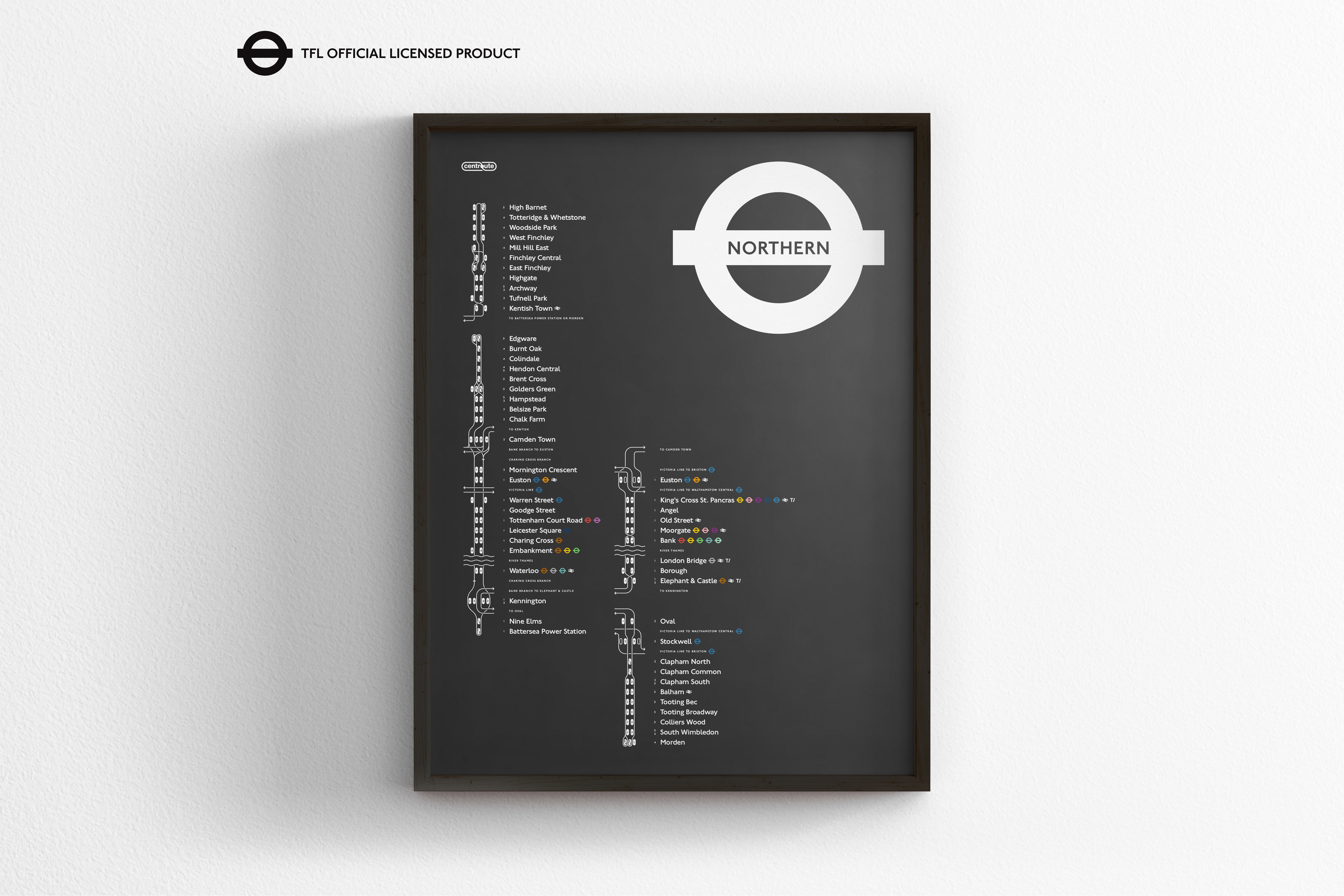 Northern Line Map / London Underground – Centroute Map Company