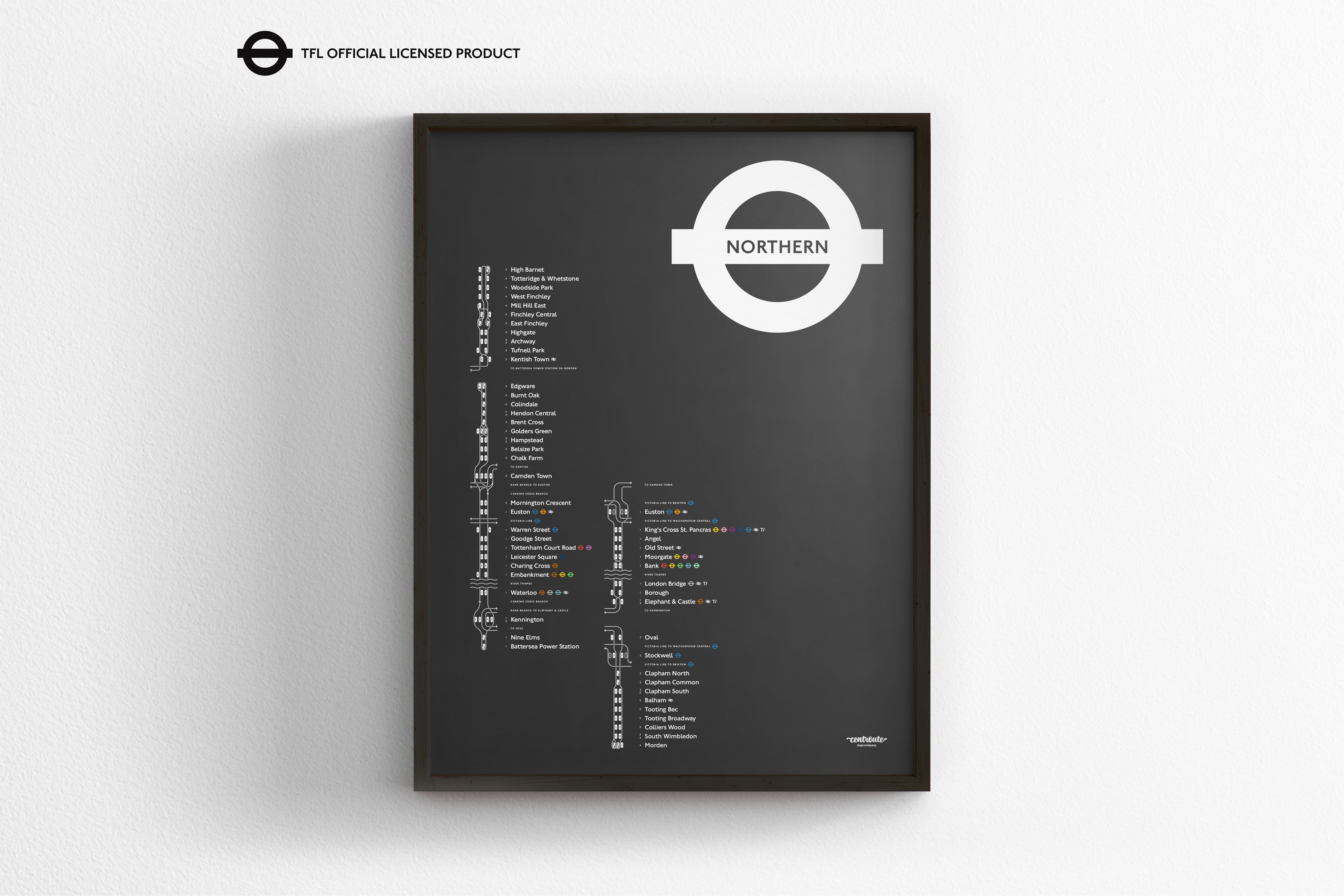 Northern Line Map / London Underground – Centroute Map Company