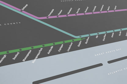 LIRR Long Island Rail Road / Dark Mode System Map