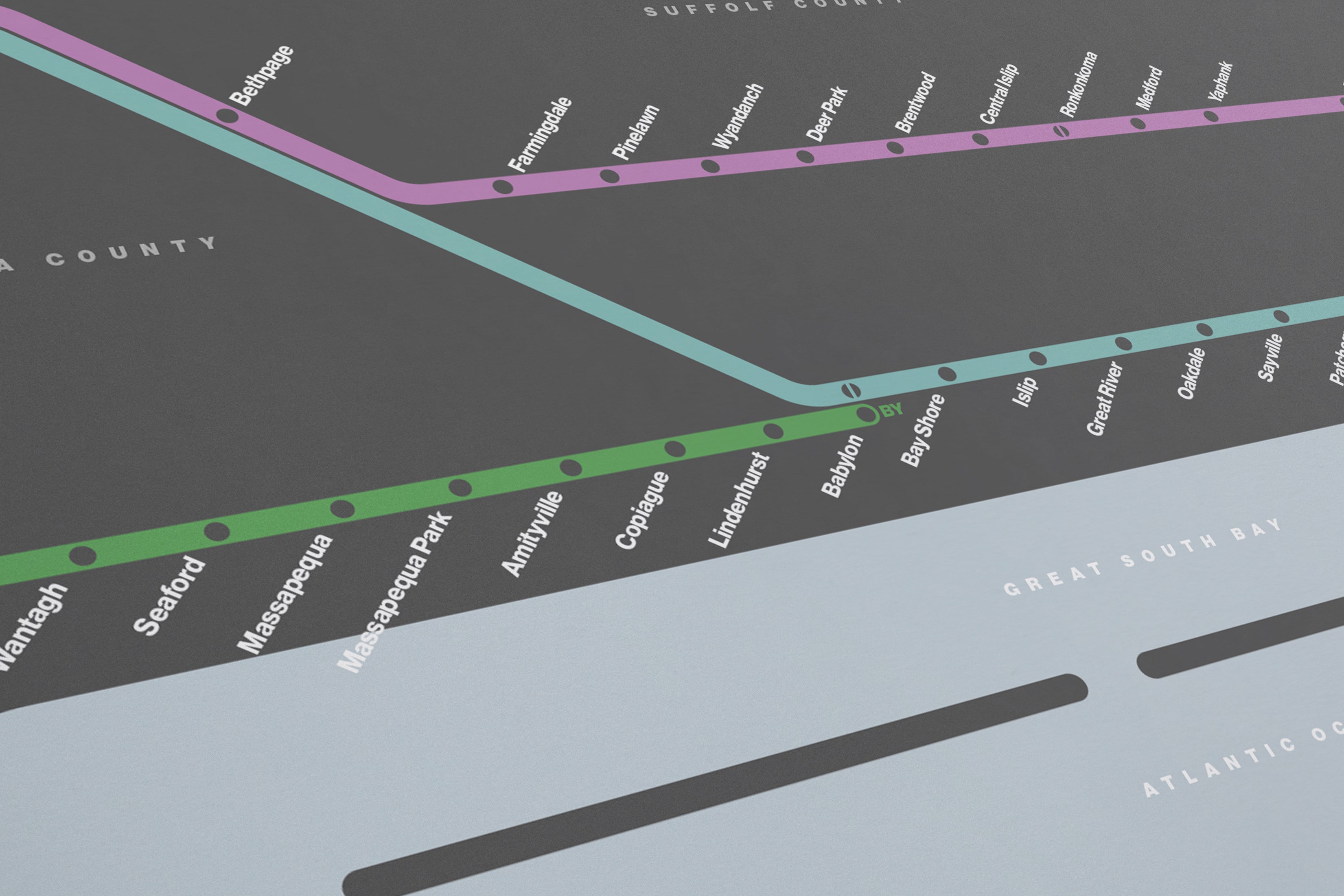 LIRR Long Island Rail Road / Dark Mode System Map