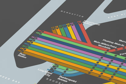 LIRR Long Island Rail Road / Dark Mode System Map