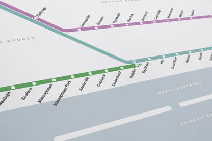 LIRR Long Island Rail Road / Light Mode System Map