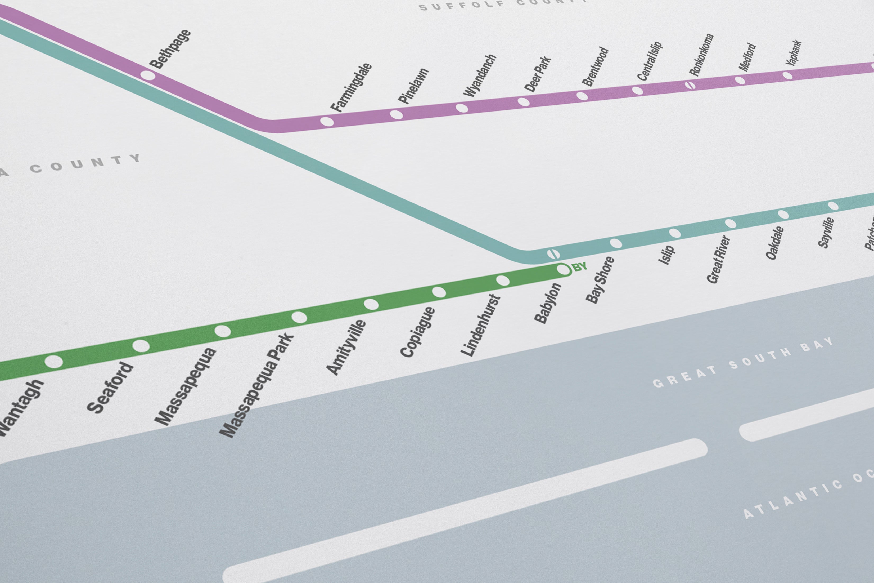 LIRR Long Island Rail Road / Light Mode System Map