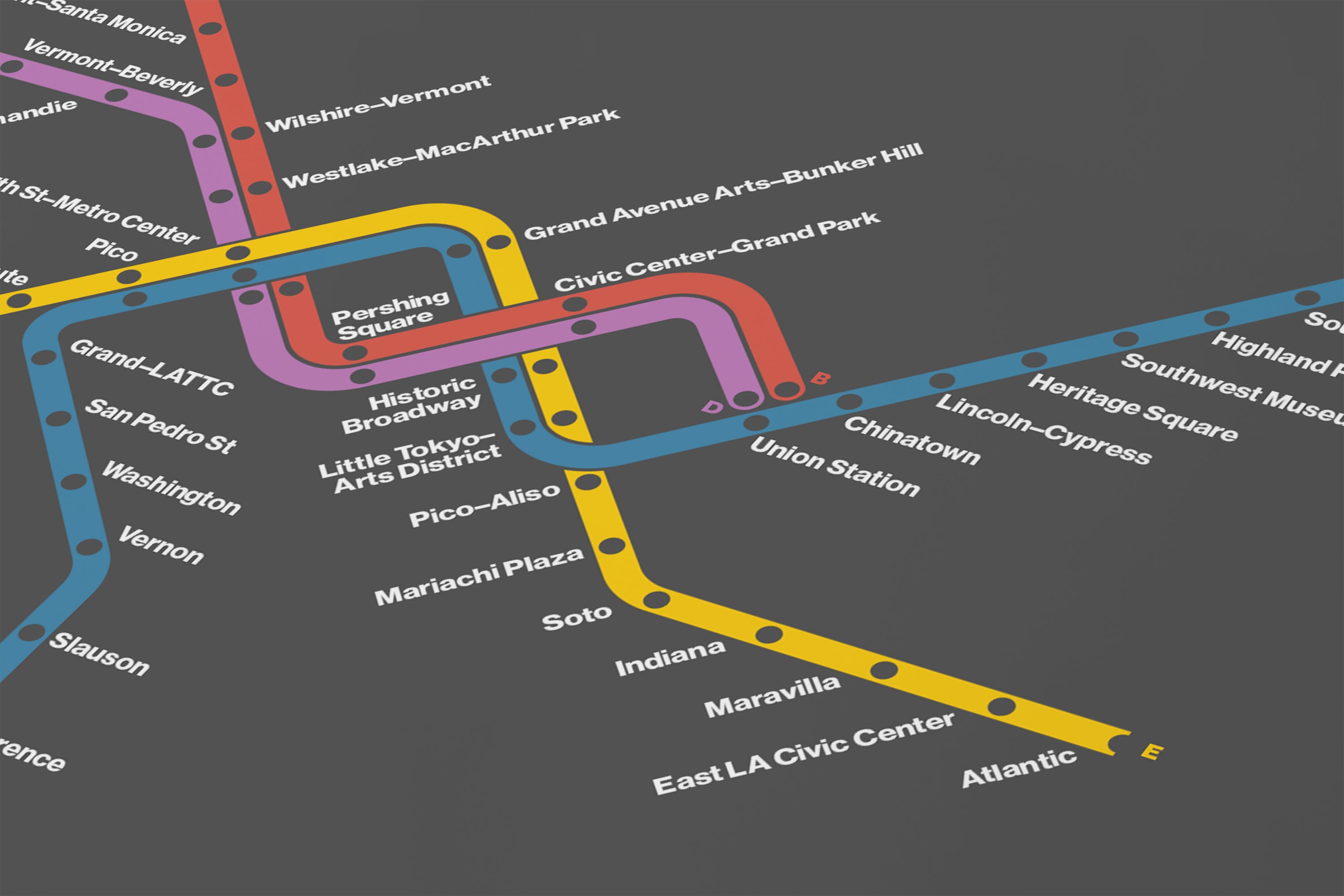 LA Metro Rail / Dark Mode System Map