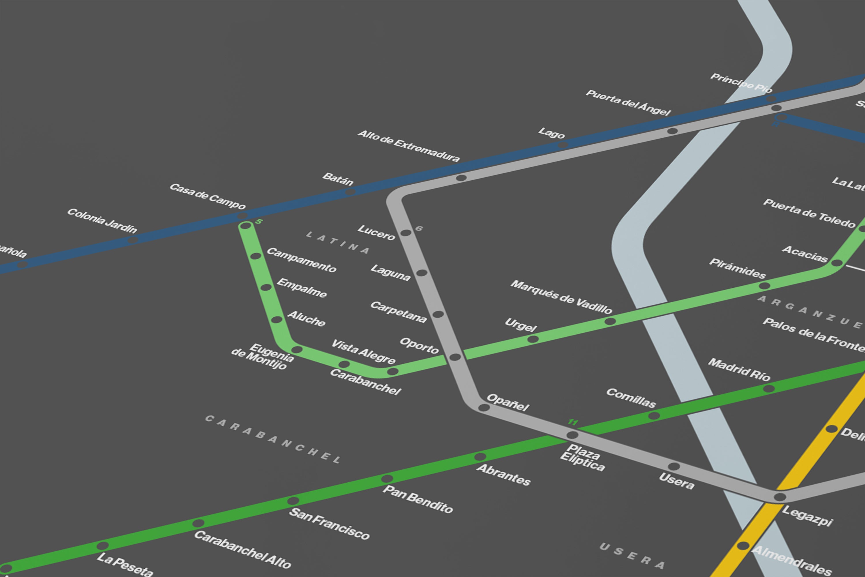 Madrid Metro / Dark Mode System Map