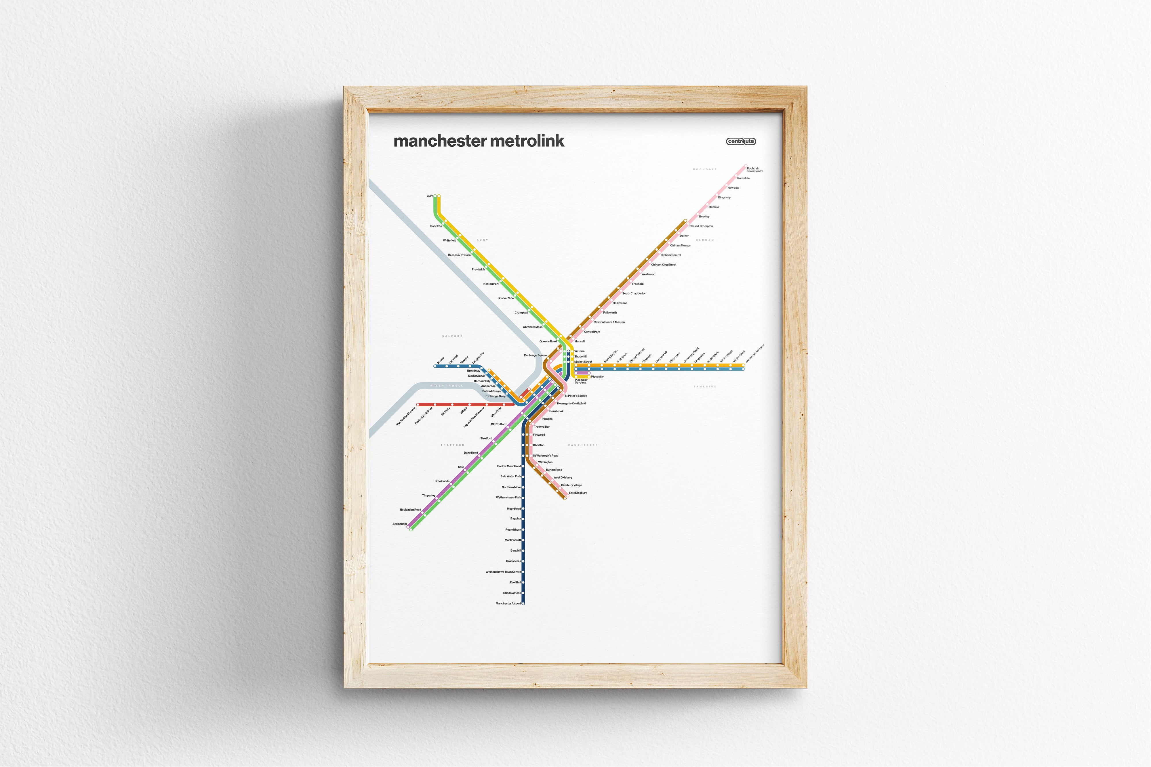 Manchester Metrolink / Light Mode System Map