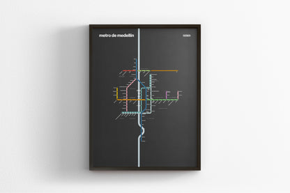 Medellín Metro / Dark Mode System Map