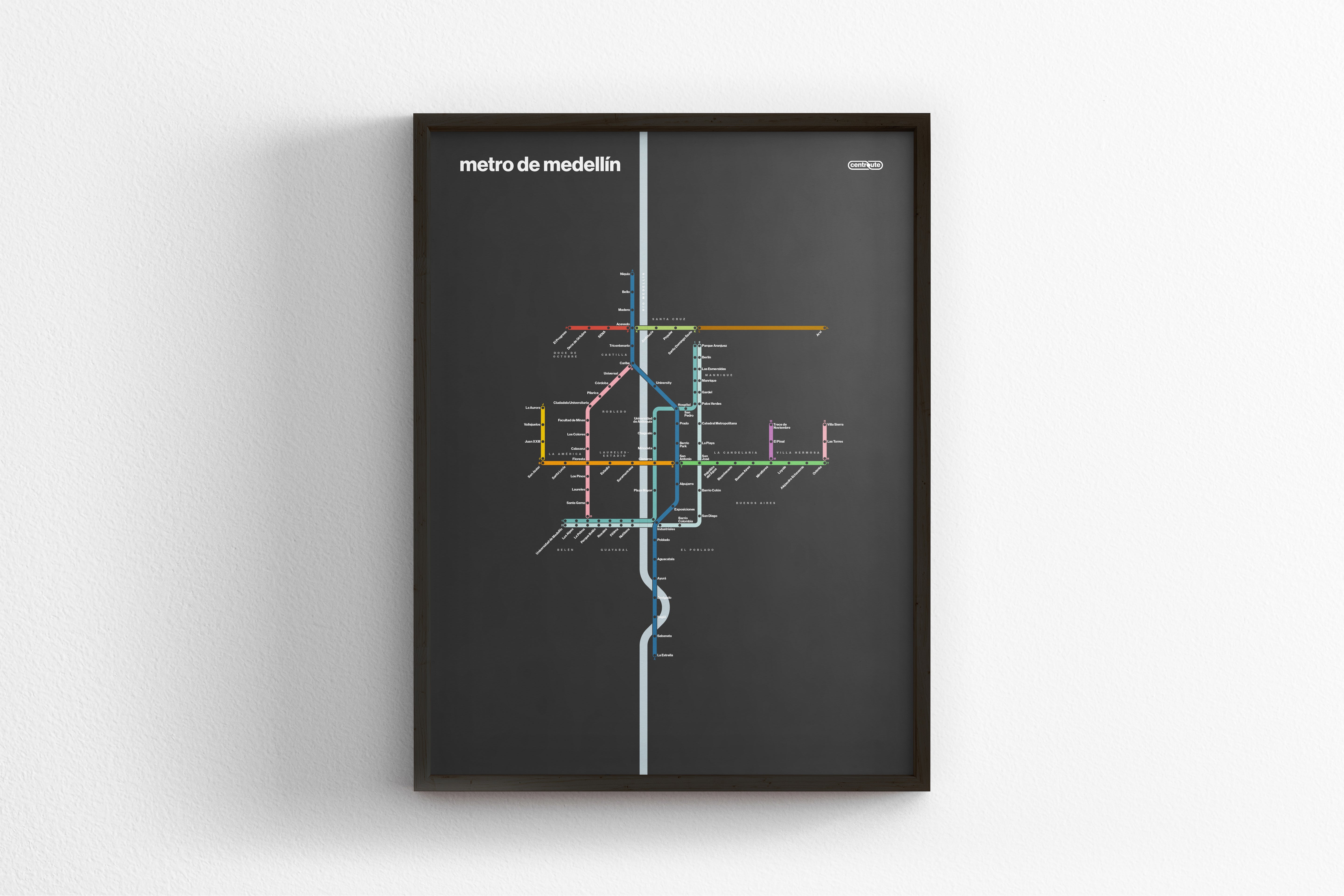 Medellín Metro / Dark Mode System Map