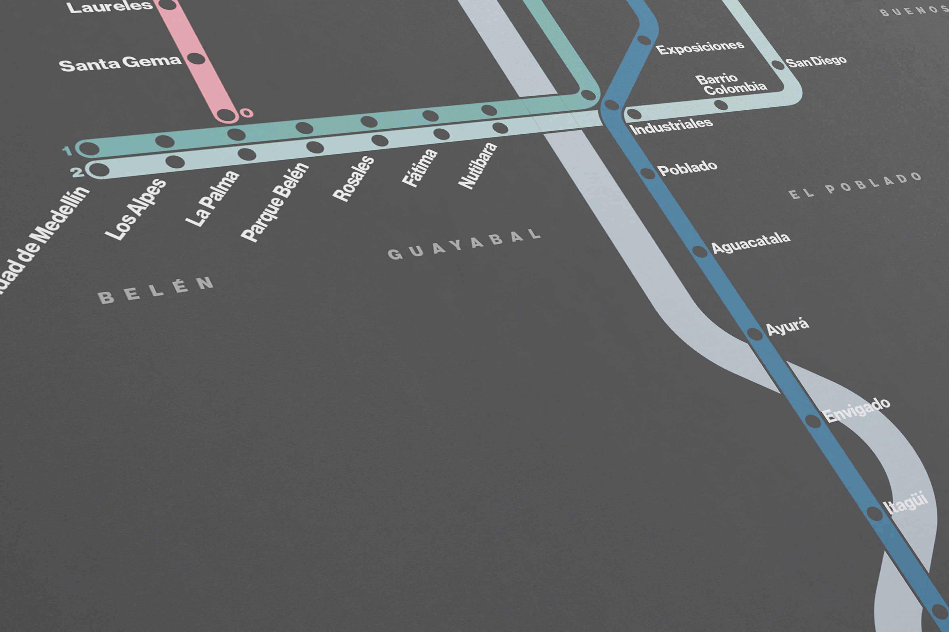 Medellín Metro / Dark Mode System Map