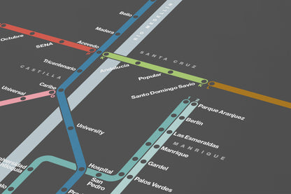 Medellín Metro / Dark Mode System Map