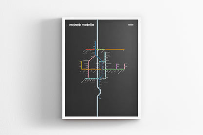 Medellín Metro / Dark Mode System Map
