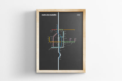 Medellín Metro / Dark Mode System Map
