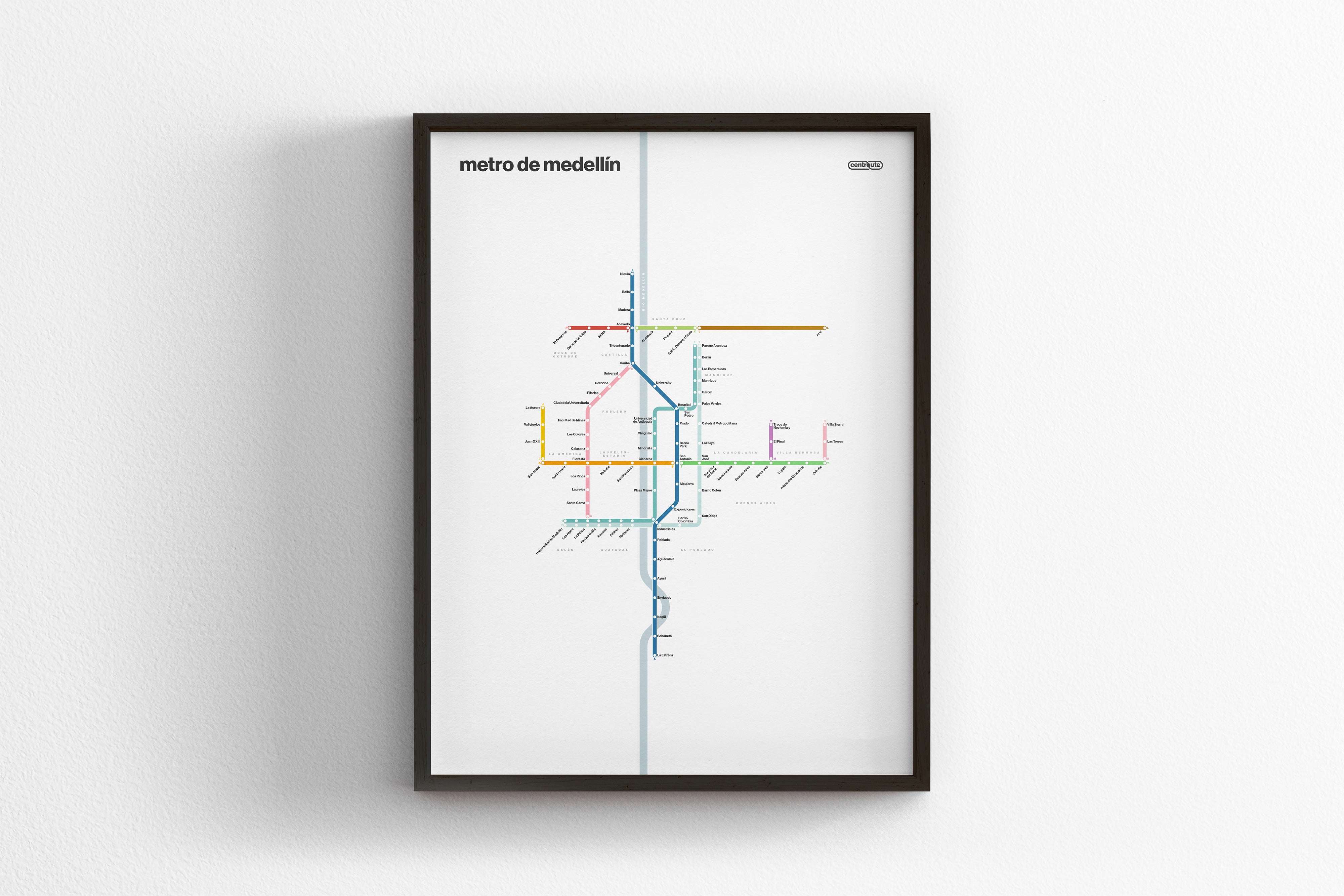 Medellín Metro / Light Mode System Map