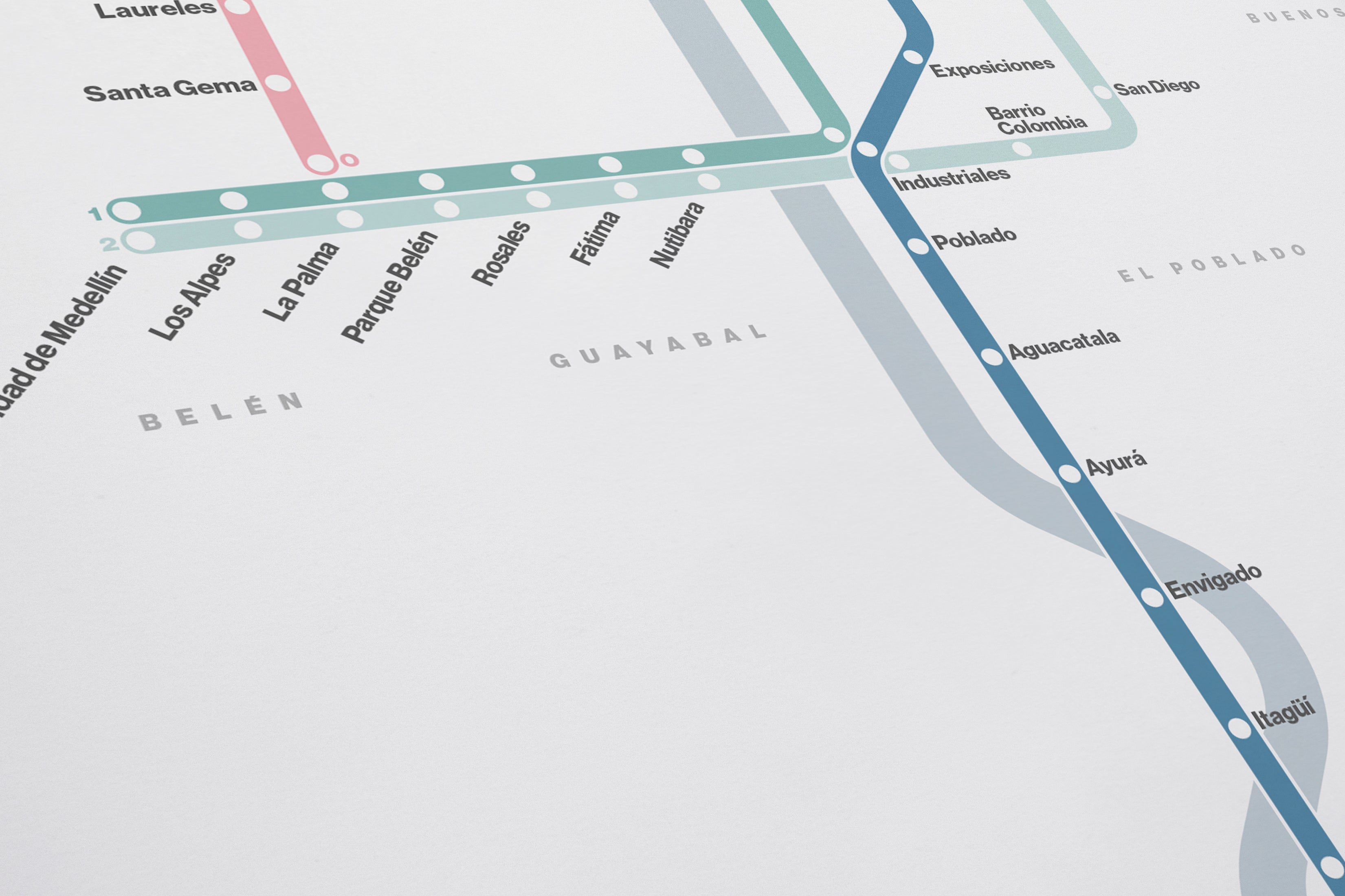Medellín Metro / Light Mode System Map