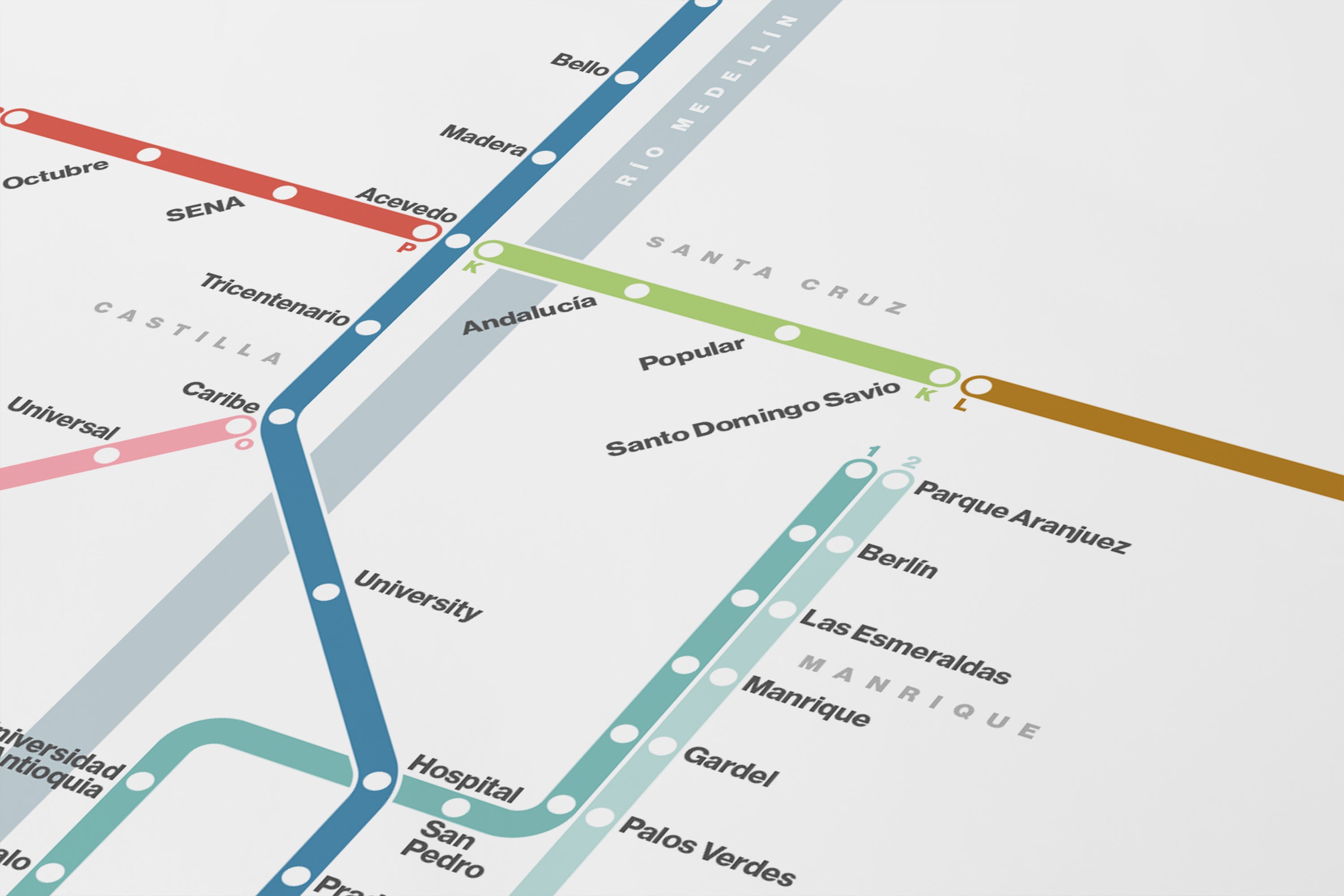 Medellín Metro / Light Mode System Map