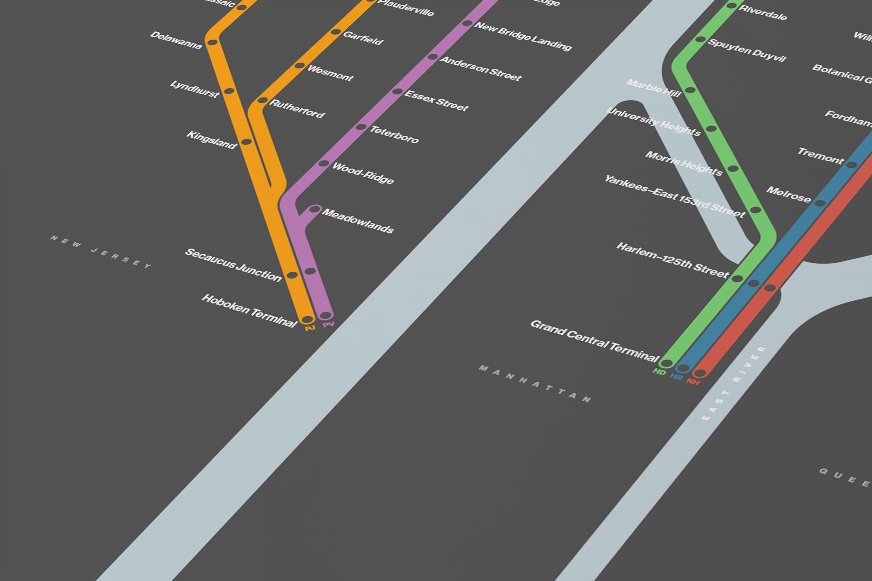 Metro North / Dark Mode System Map