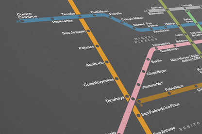 Mexico City Metro / Dark Mode System Map