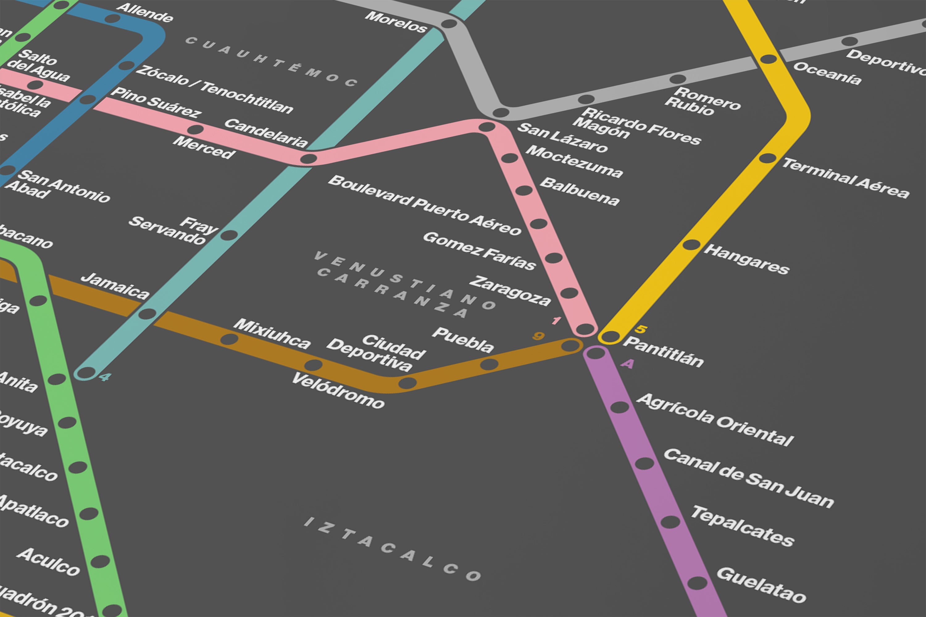 Mexico City Metro / Dark Mode System Map