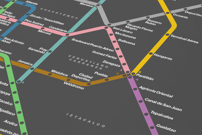 Mexico City Metro / Dark Mode System Map