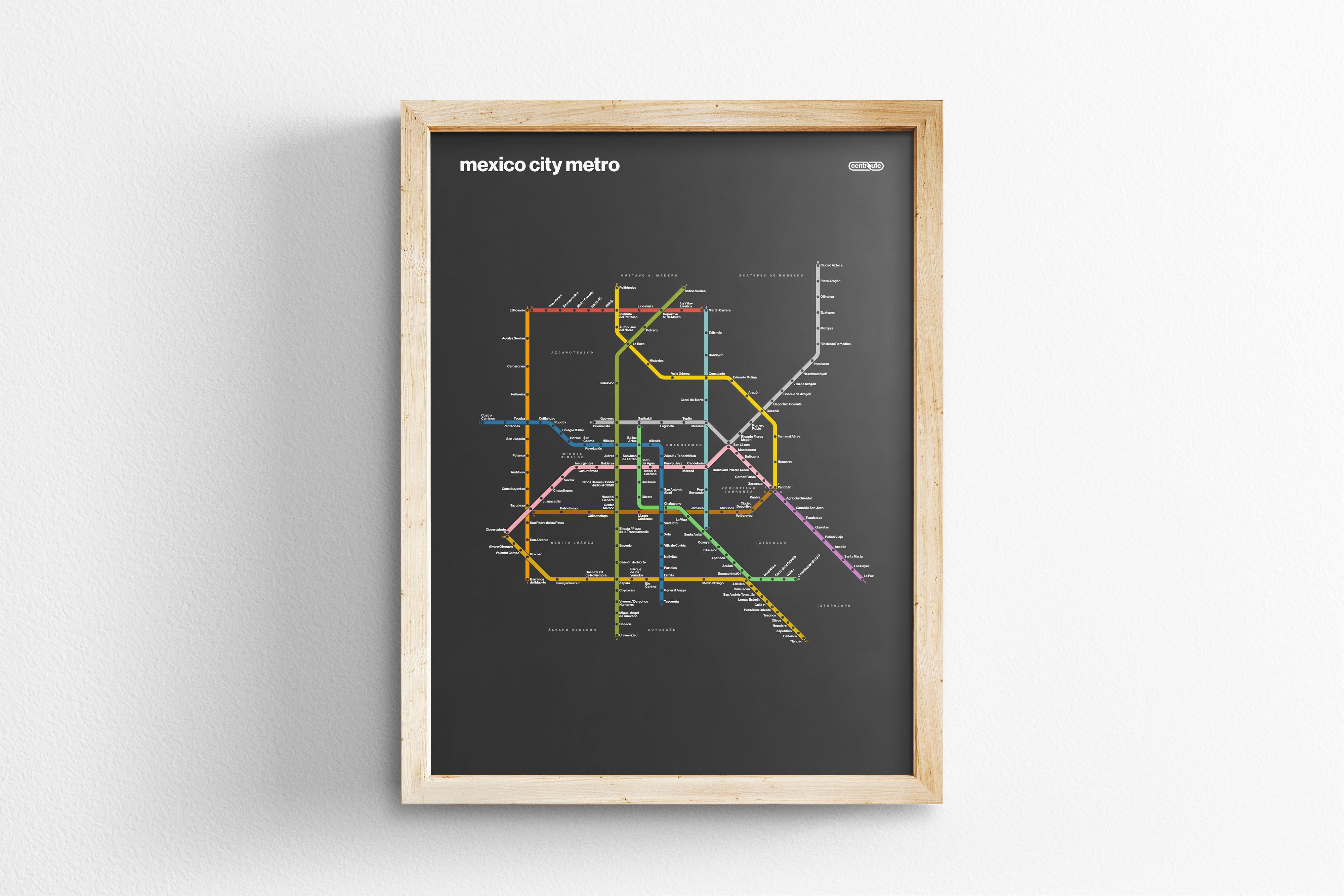 Mexico City Metro / Dark Mode System Map