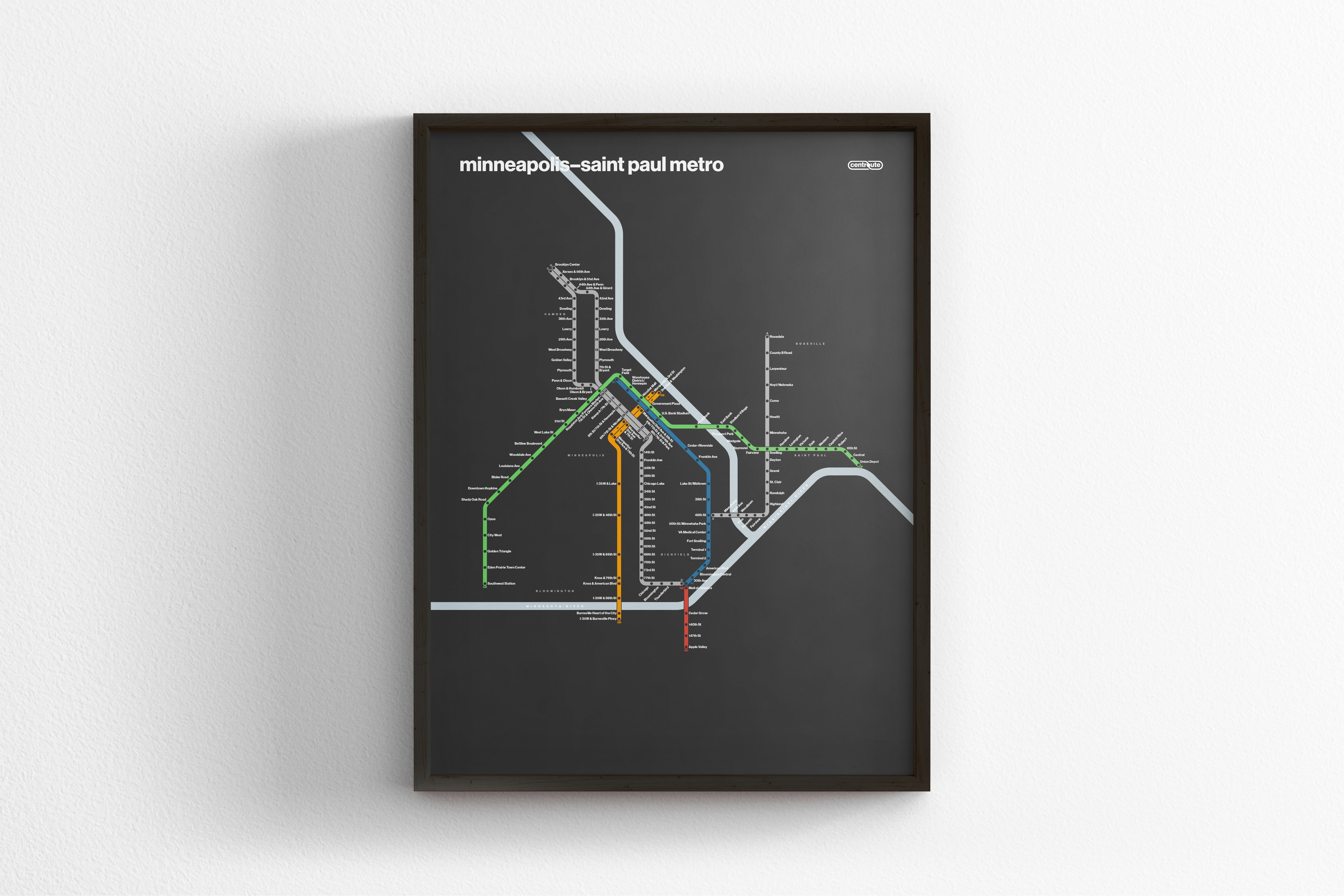 Minneapolis–St. Paul Metro / Dark Mode System Map