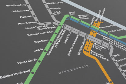 Minneapolis–St. Paul Metro / Dark Mode System Map