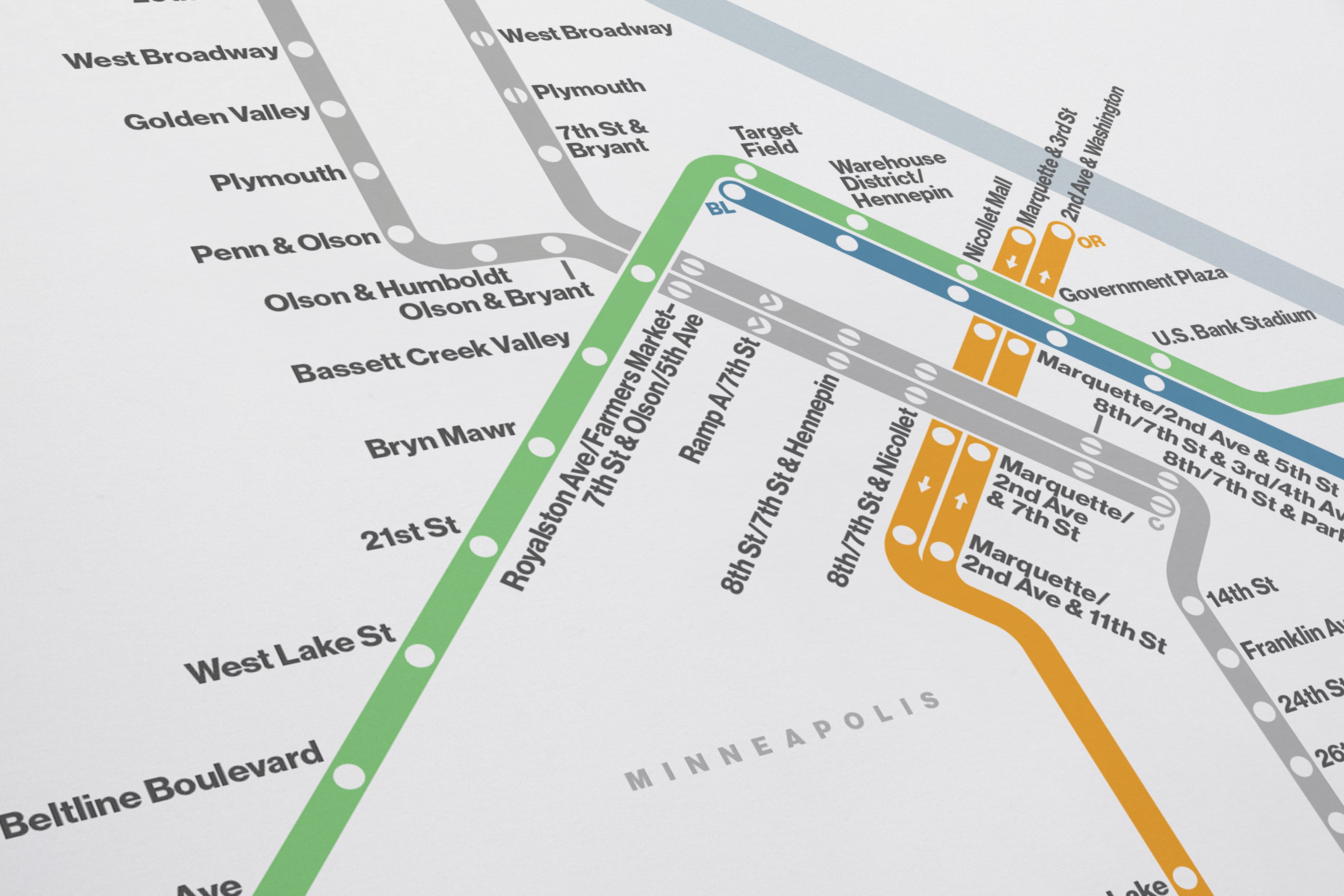 Minneapolis–St. Paul Metro / Light Mode System Map