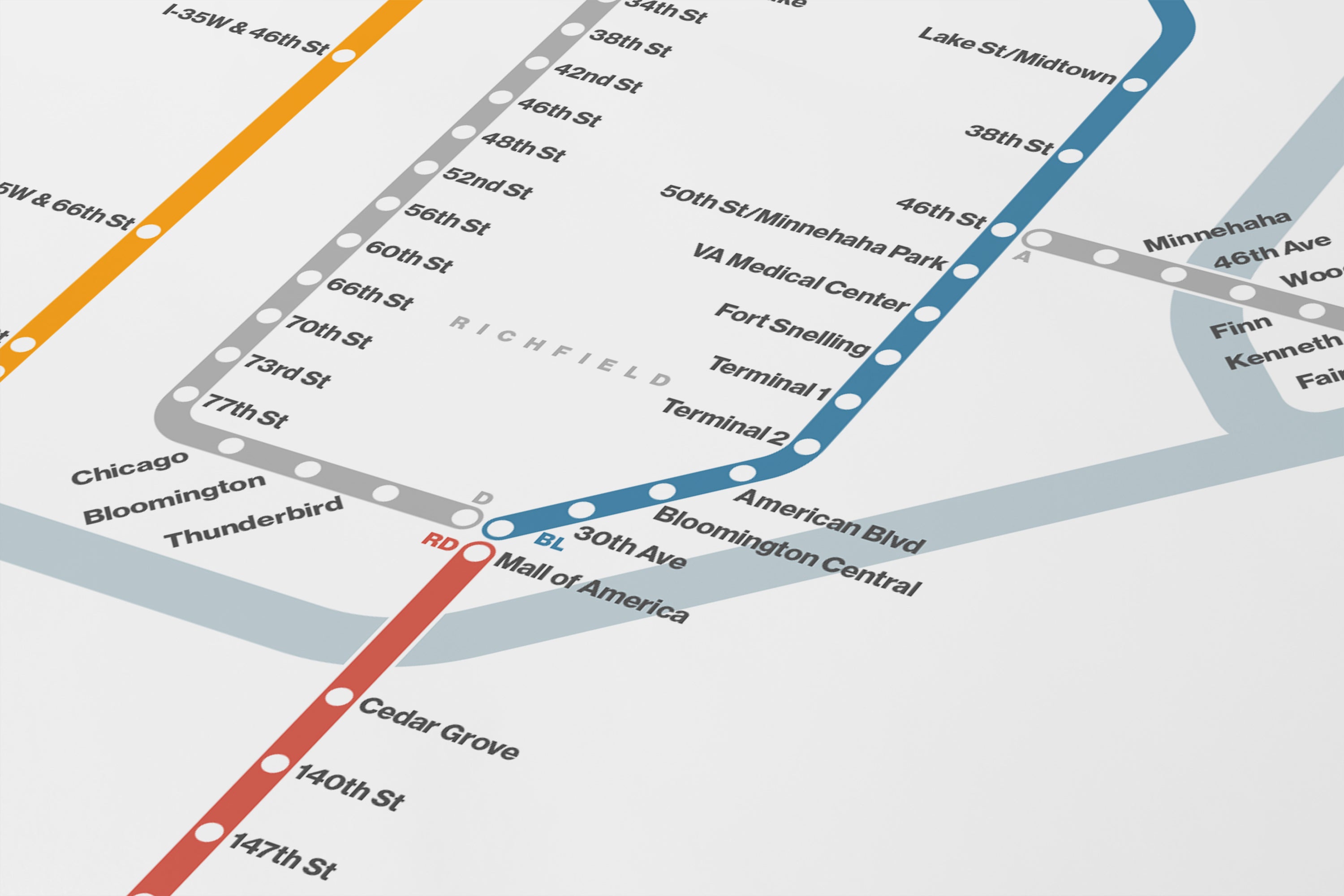 Minneapolis–St. Paul Metro / Light Mode System Map