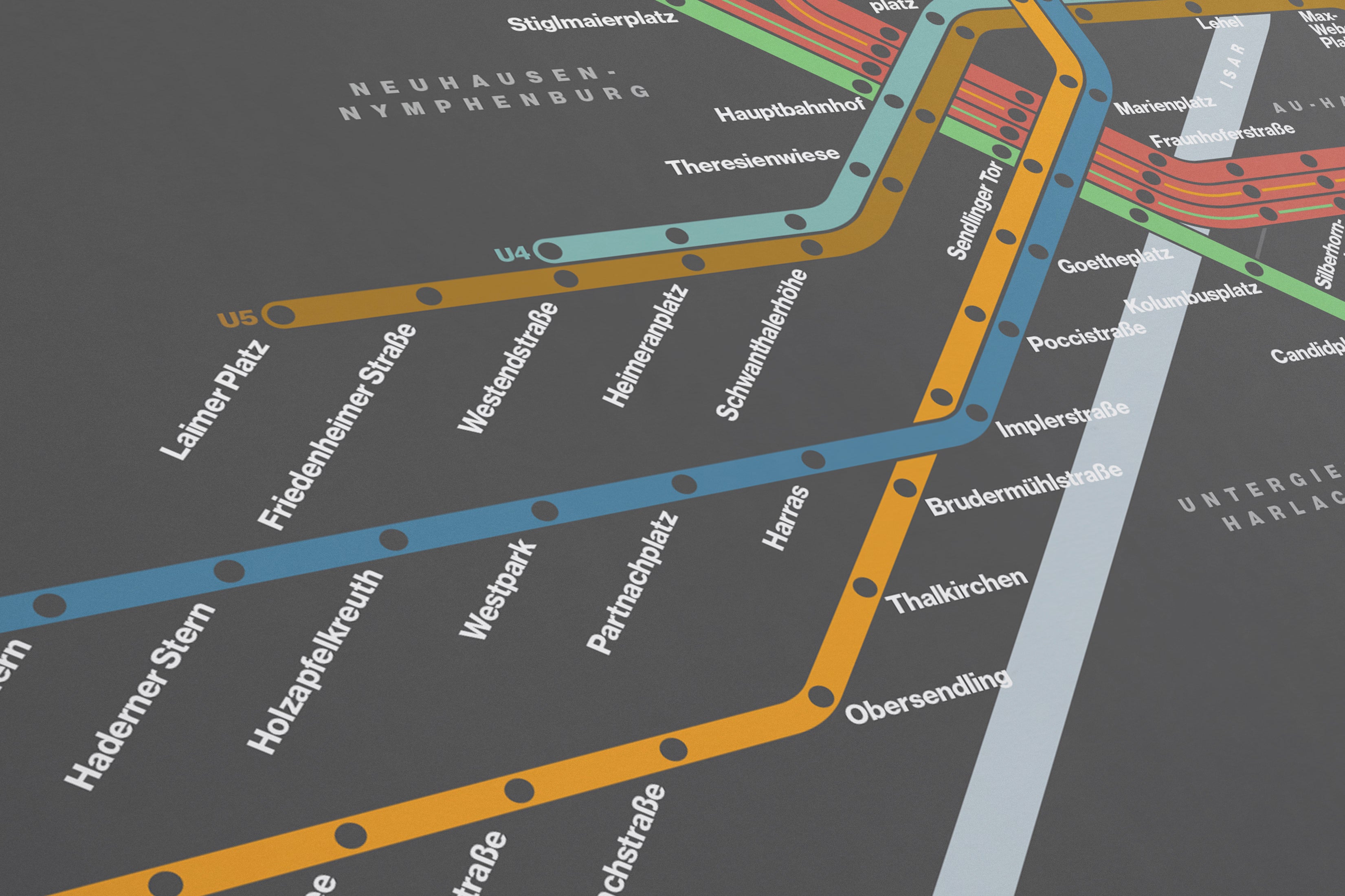 Munich U-Bahn / Dark Mode System Map