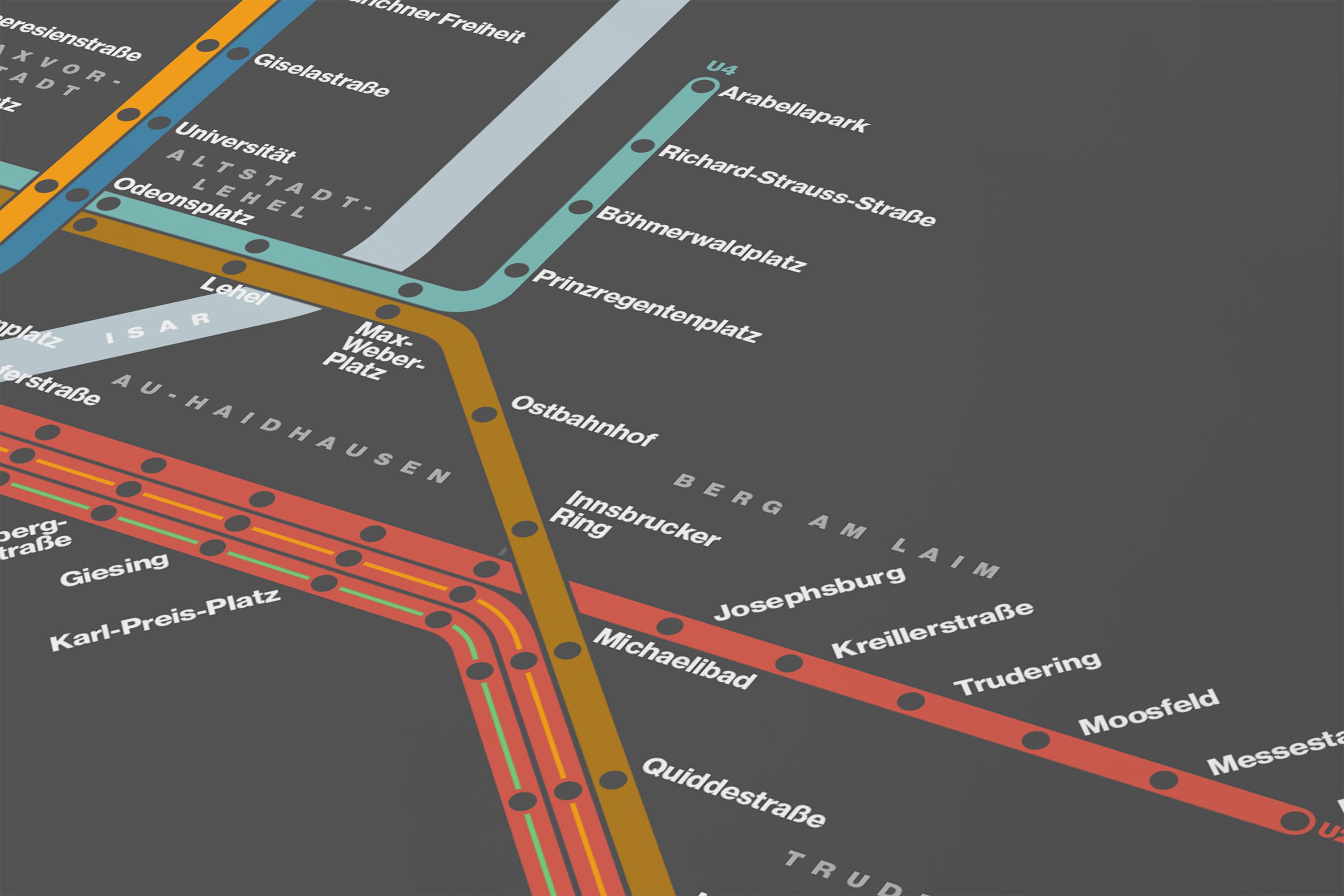 Munich U-Bahn / Dark Mode System Map