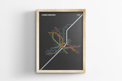 Munich U-Bahn / Dark Mode System Map