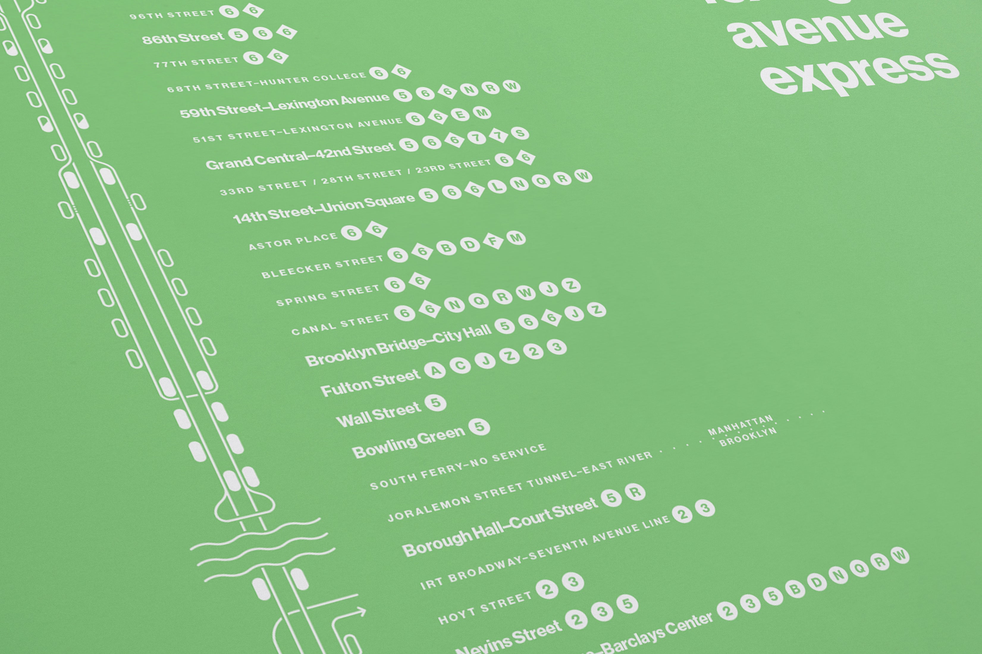 4 Train Map One Color / NYC Subway