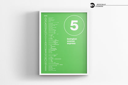 5 Train Map One Color / NYC  Subway