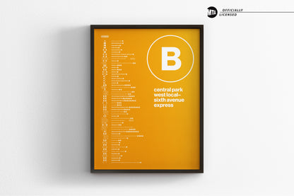 B Train Map One Color / NYC Subway