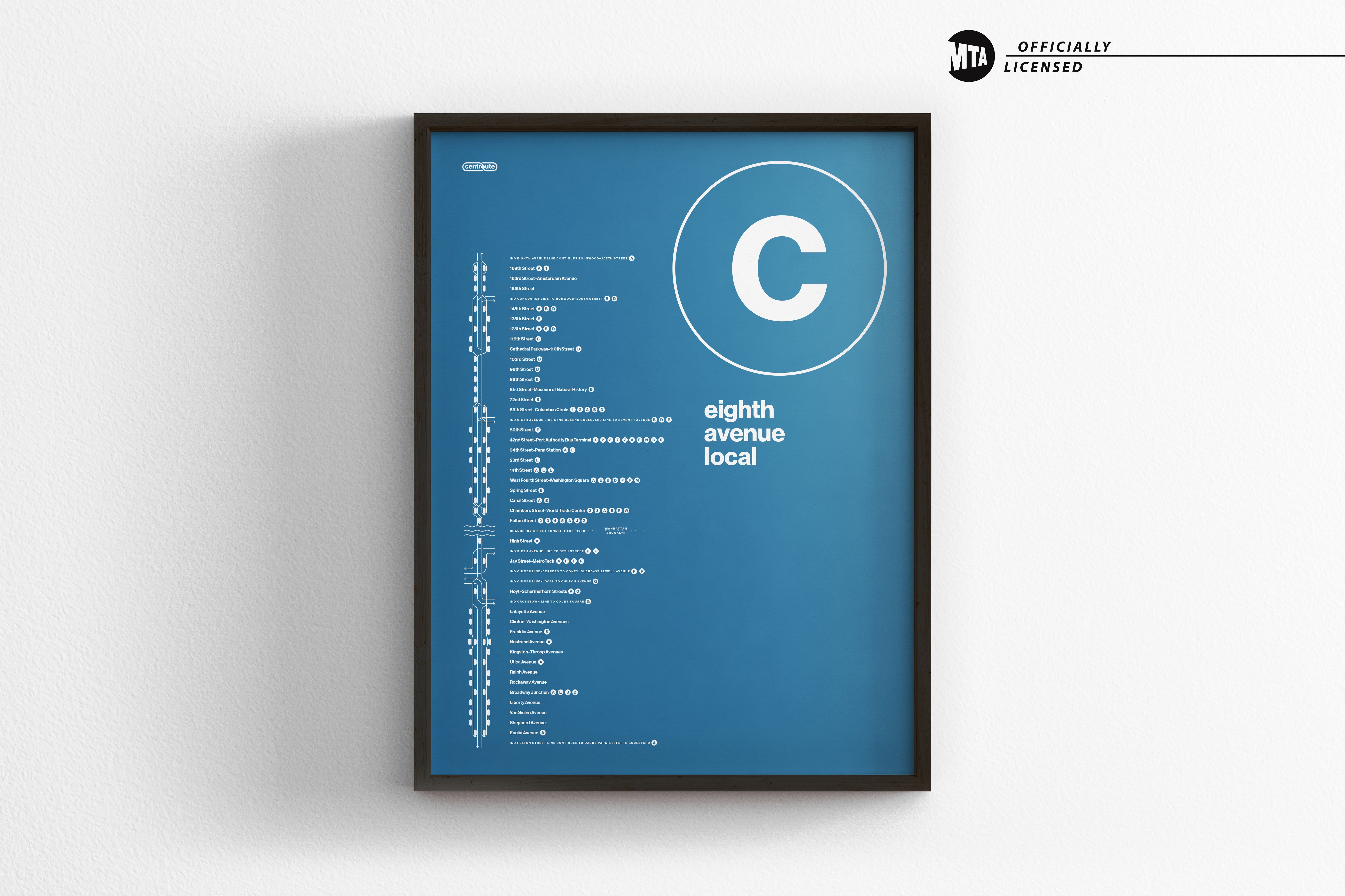C Train Map One Color / NYC Subway