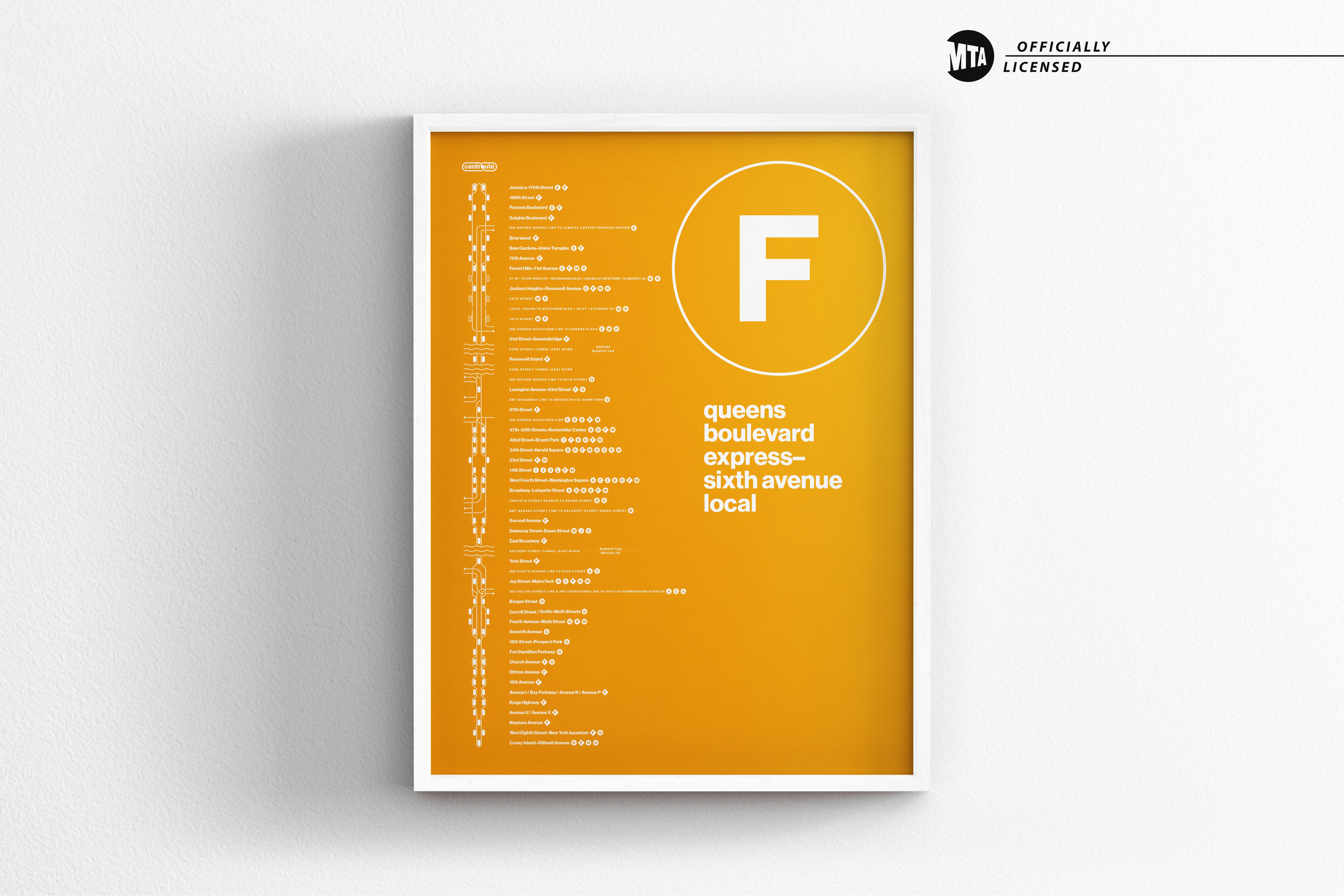 F Train Map One Color / NYC  Subway